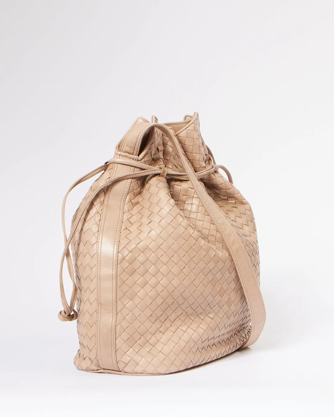 Bottega Veneta Taupe Intreciatto Leather Bucket Bag
