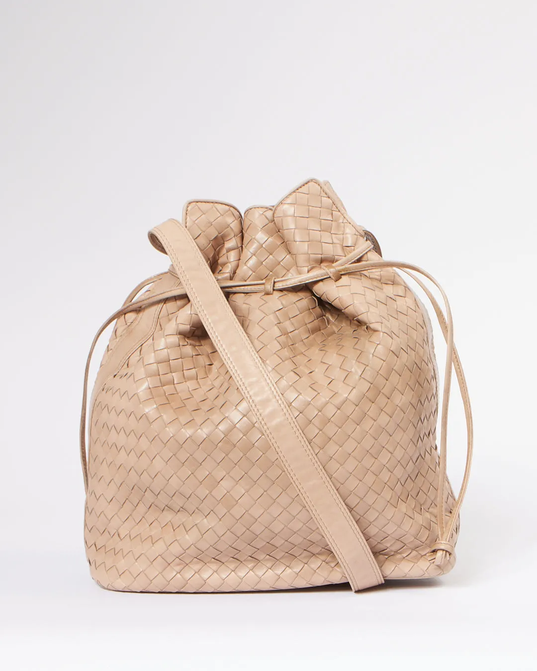 Bottega Veneta Taupe Intreciatto Leather Bucket Bag