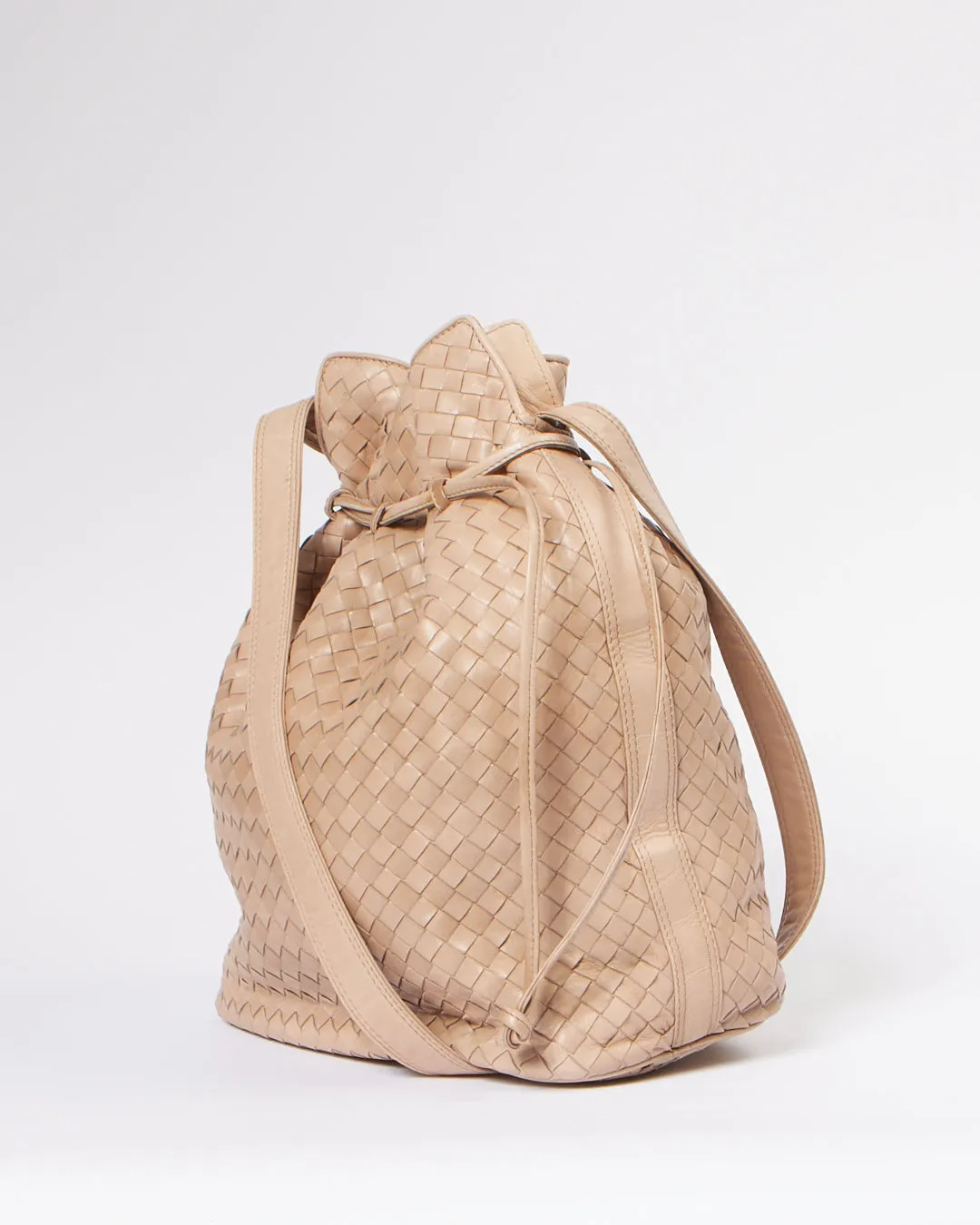 Bottega Veneta Taupe Intreciatto Leather Bucket Bag