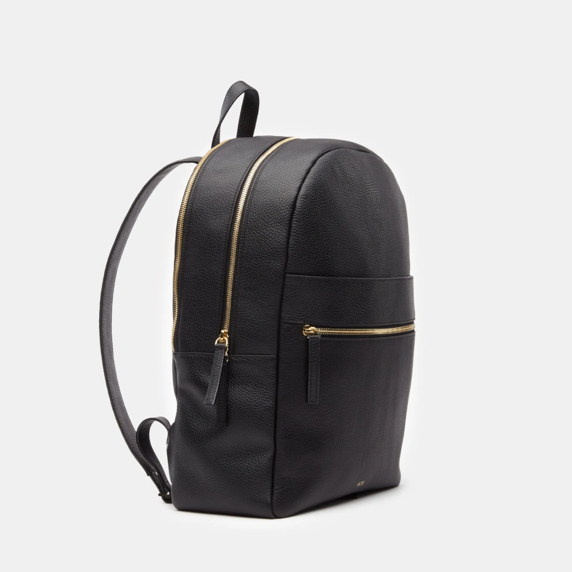 Brooklyn Italian Leather Backpack in Black