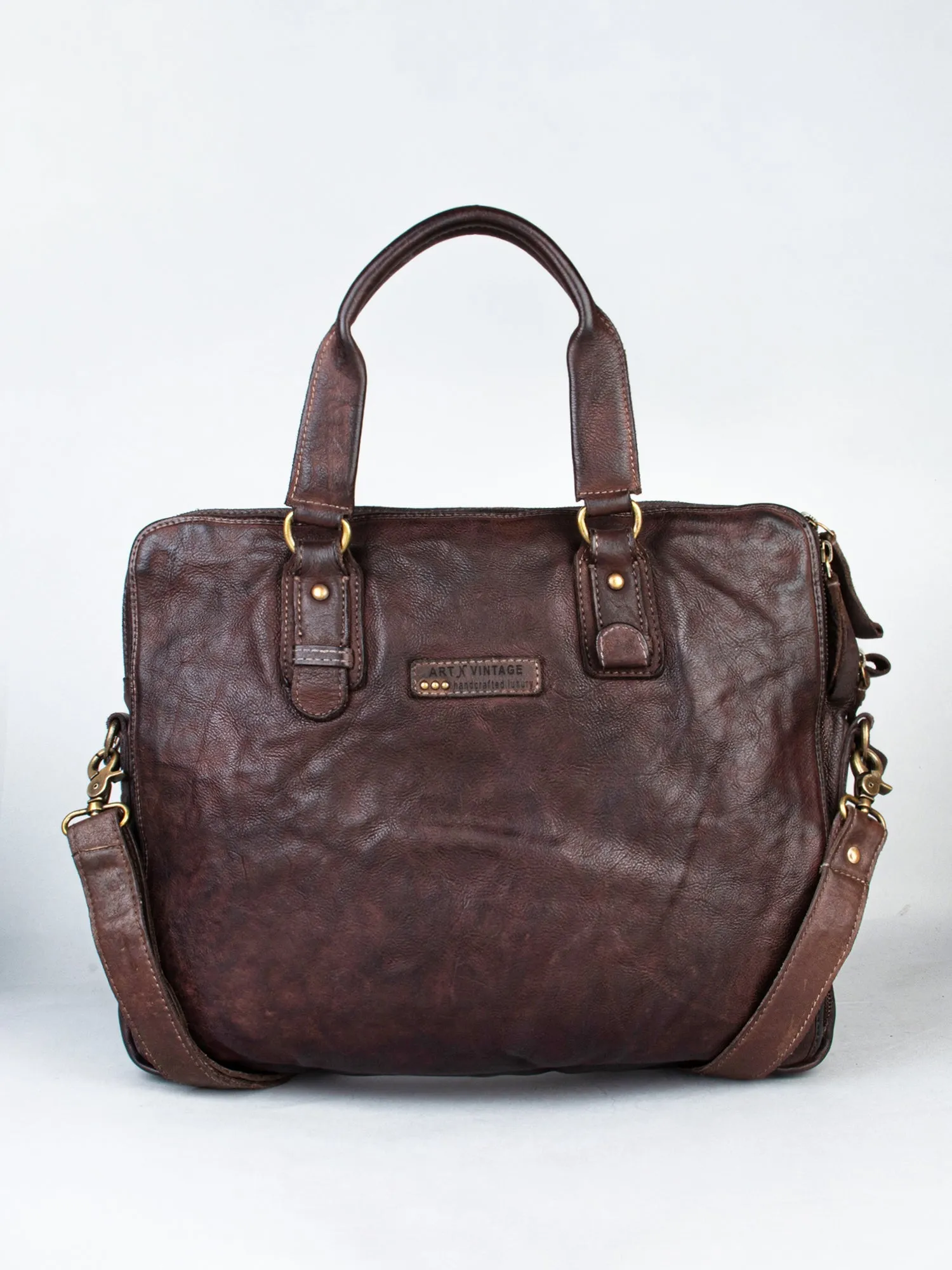Brown Leather Plain Design Laptop Bag by art n vintage