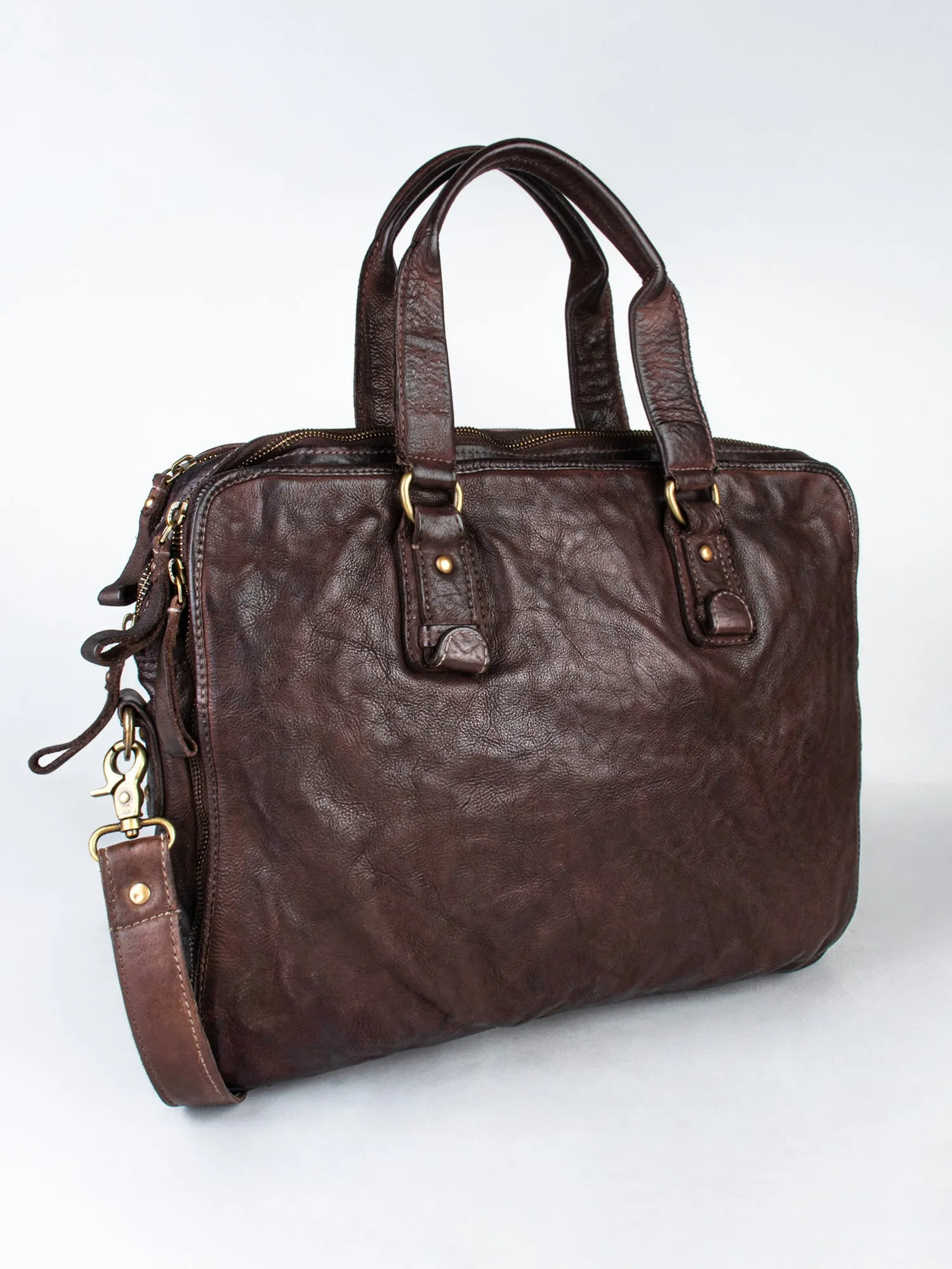 Brown Leather Plain Design Laptop Bag by art n vintage