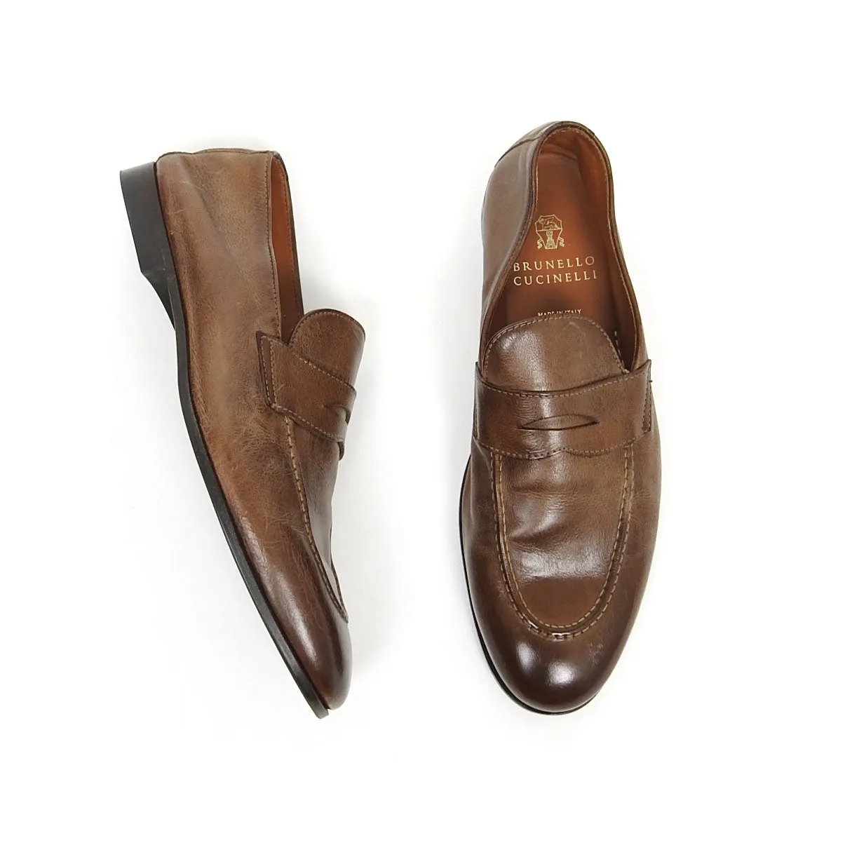 Brunello Cucinelli Brown Leather Loafers Size 41.5