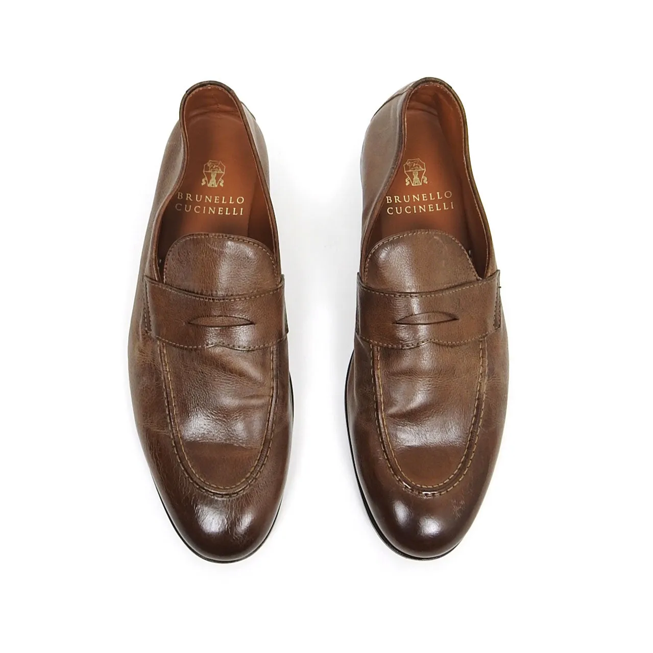 Brunello Cucinelli Brown Leather Loafers Size 41.5
