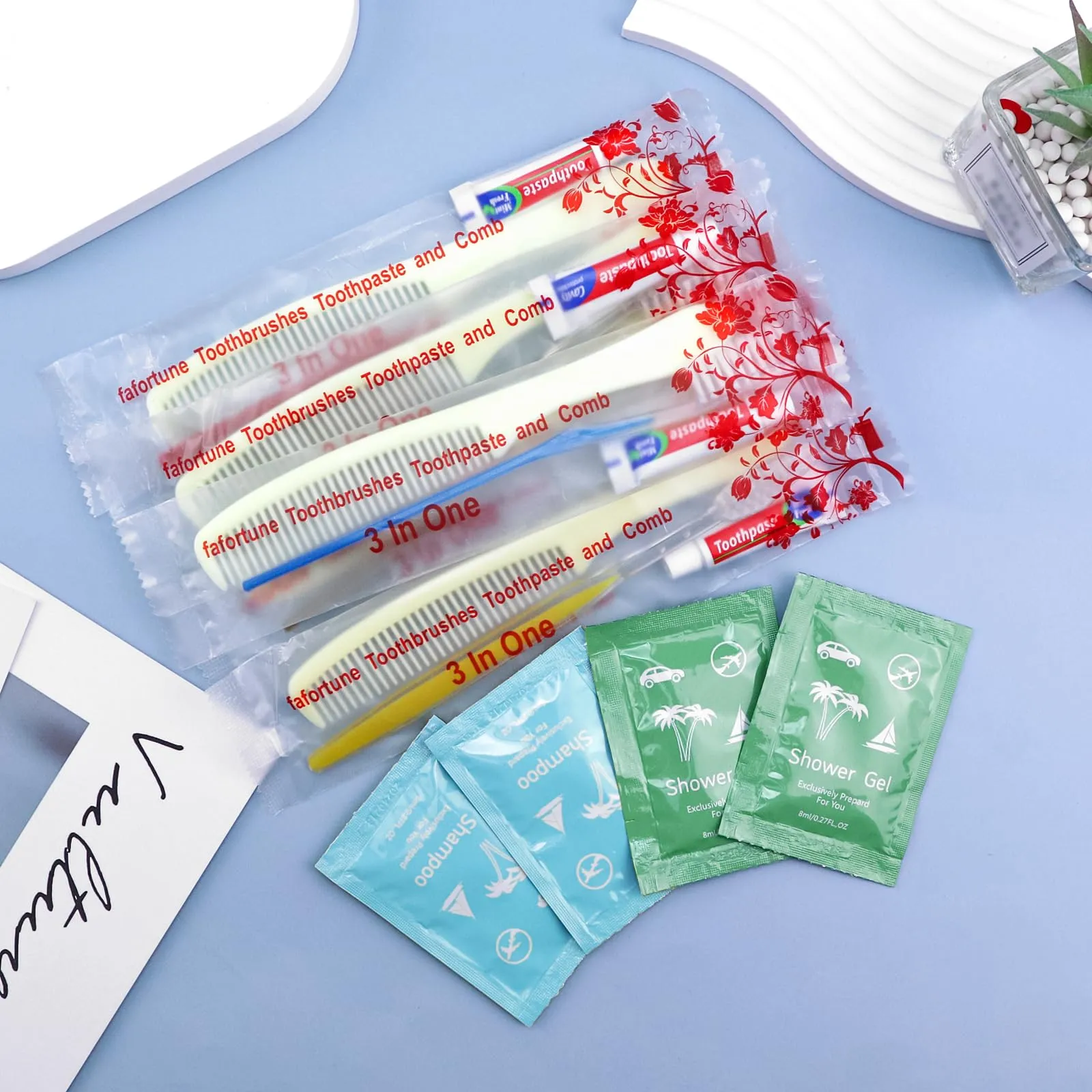 Bulk Hygiene Kits for Homeless,Disposable Toothbrushes with Toothpaste and Comb for Homeless Individually Wrapped，Basic Toiletry Kits Travel Size Shampoo And Body Wash For Hotel,Air Bnb Charity(100)