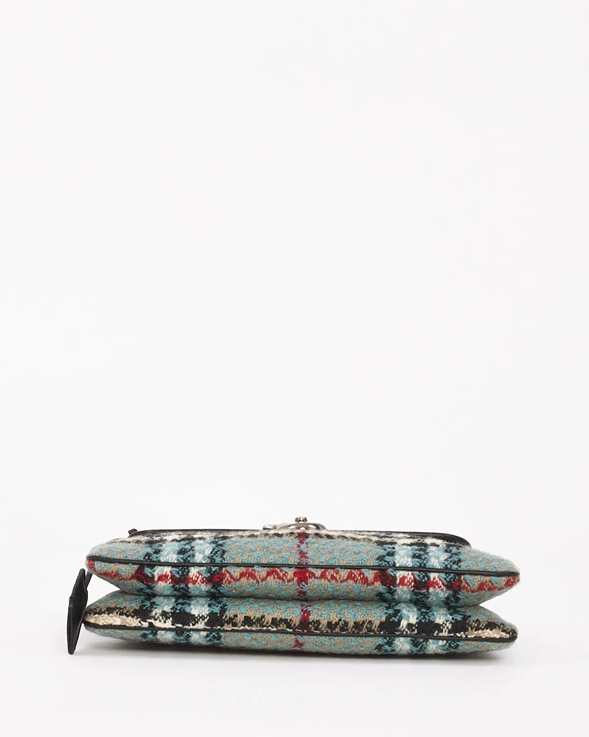 Burberry Blue Tweed Check Print Shoulder Bag