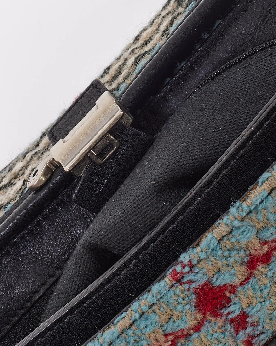 Burberry Blue Tweed Check Print Shoulder Bag