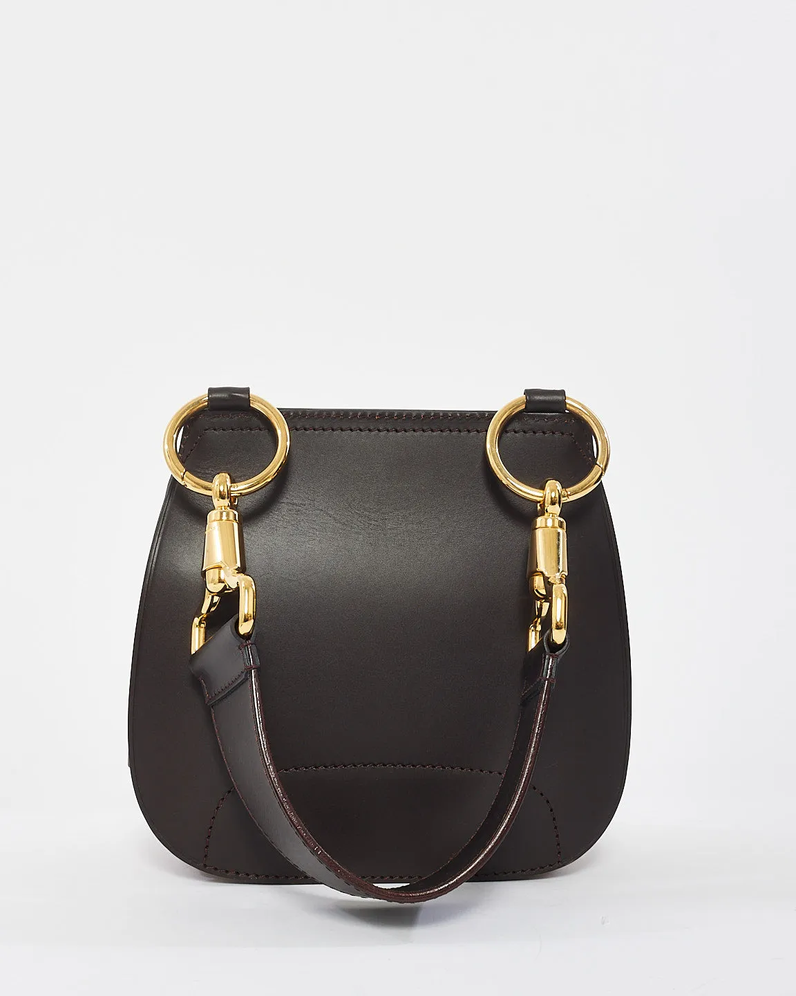 Burberry Brown Leather & Check Print Canvas Bridle Saddle Bag