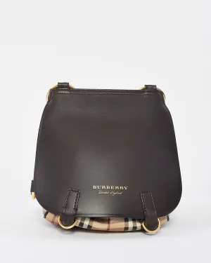 Burberry Brown Leather & Check Print Canvas Bridle Saddle Bag