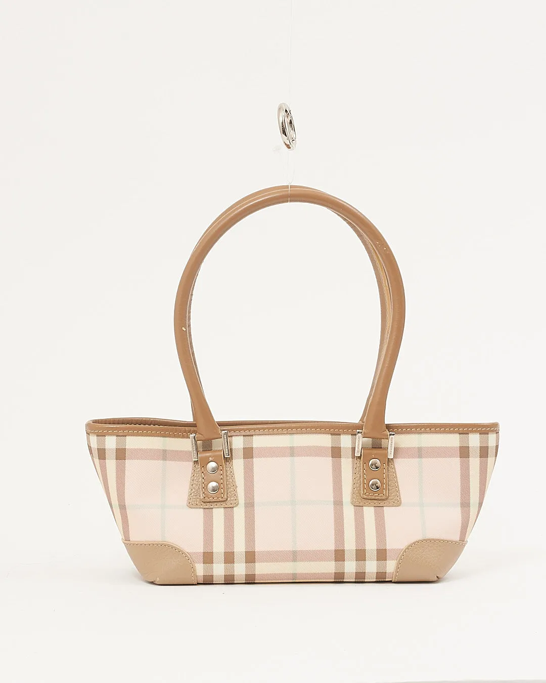 Burberry Pink Nova Check Coated Canvas Top Handle Bag