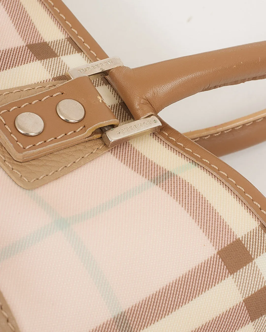 Burberry Pink Nova Check Coated Canvas Top Handle Bag