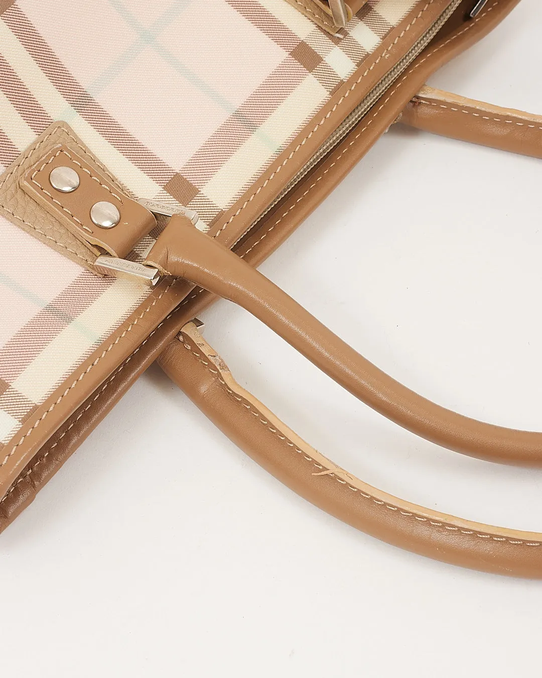 Burberry Pink Nova Check Coated Canvas Top Handle Bag
