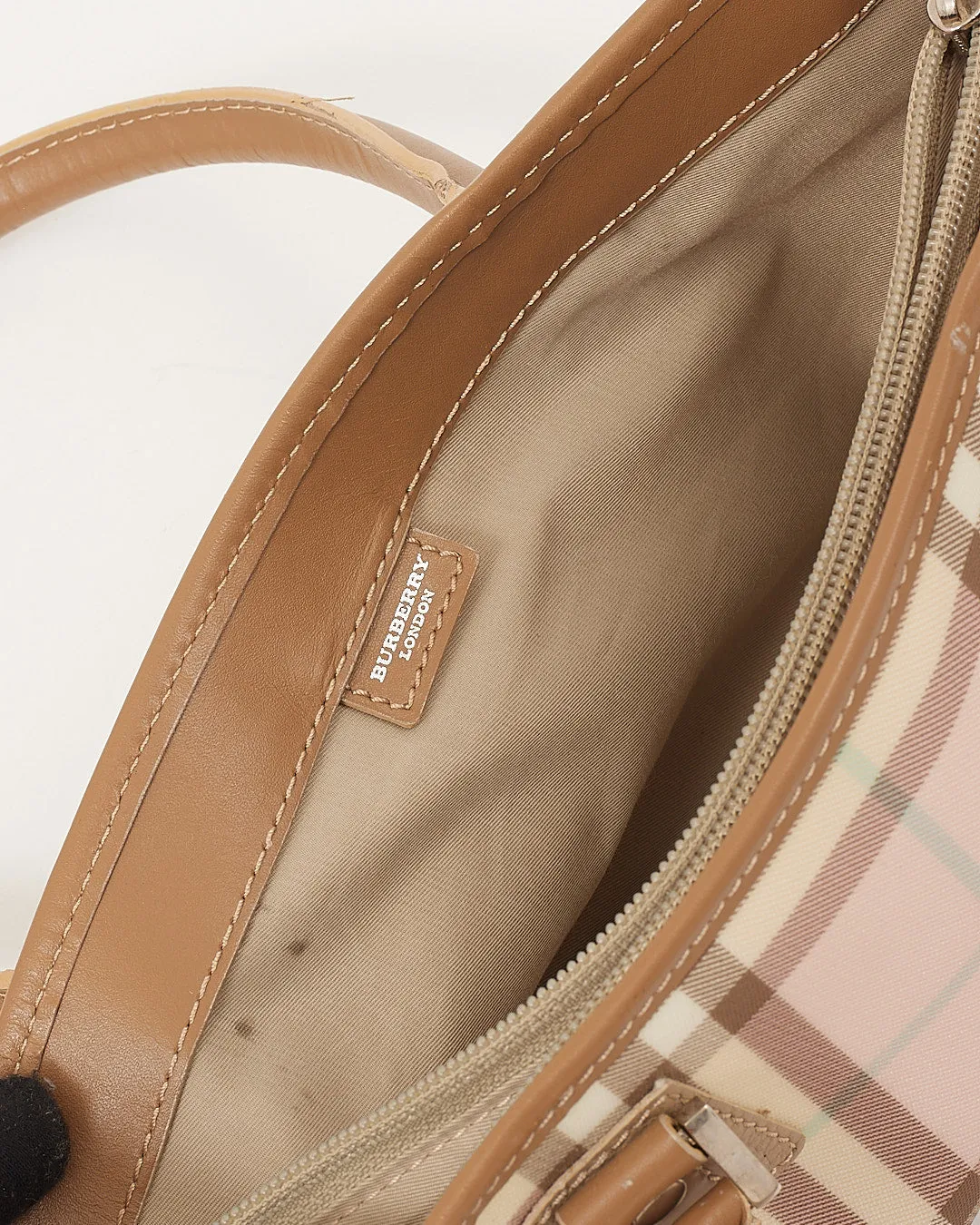 Burberry Pink Nova Check Coated Canvas Top Handle Bag