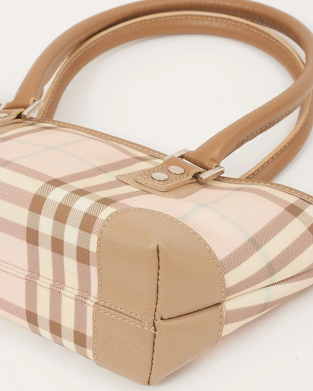 Burberry Pink Nova Check Coated Canvas Top Handle Bag