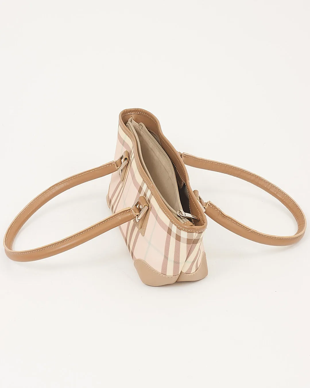 Burberry Pink Nova Check Coated Canvas Top Handle Bag