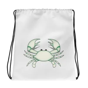 CANCER BAG - Zodiac Symbol - White Crab Graphics - Drawstring Bag