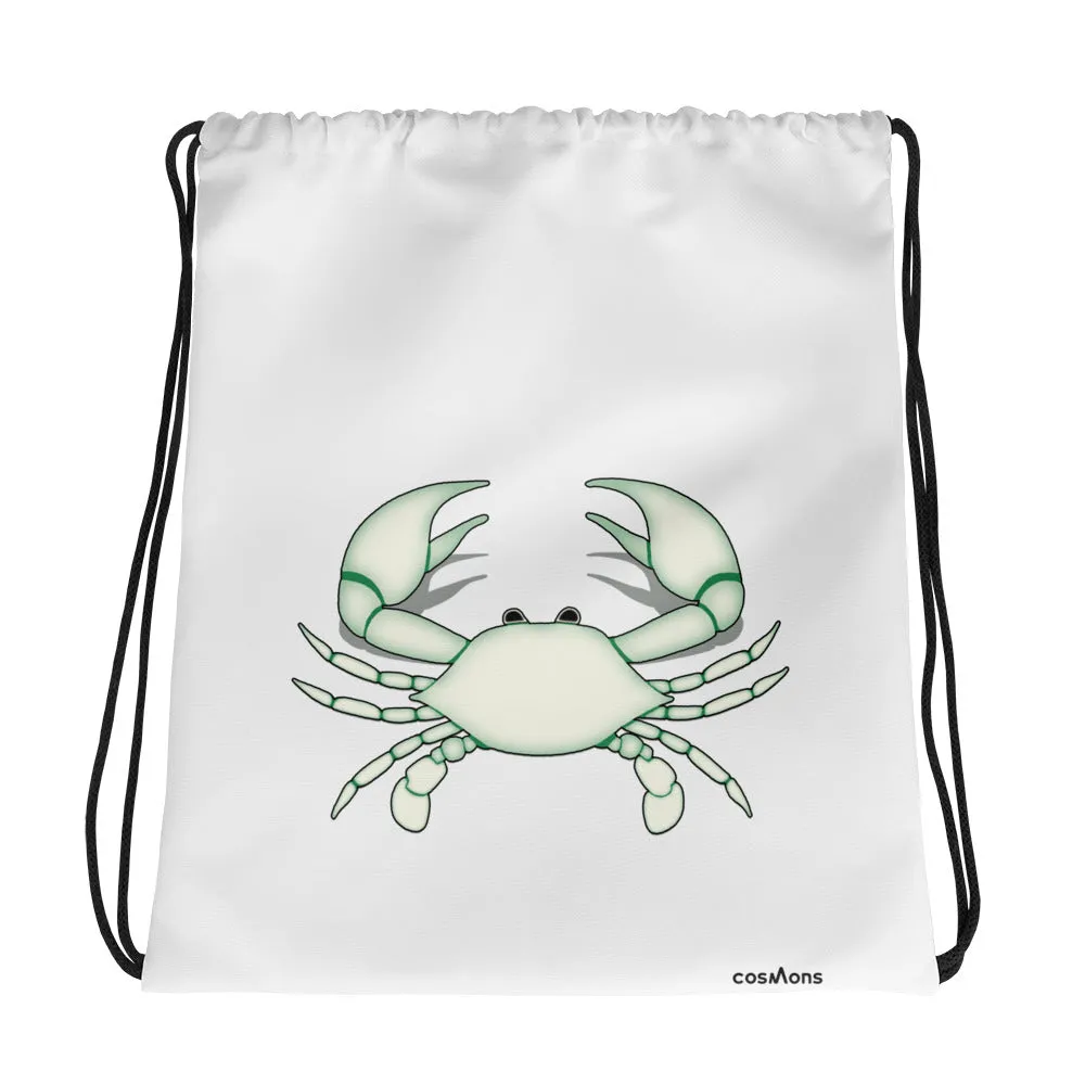 CANCER BAG - Zodiac Symbol - White Crab Graphics - Drawstring Bag