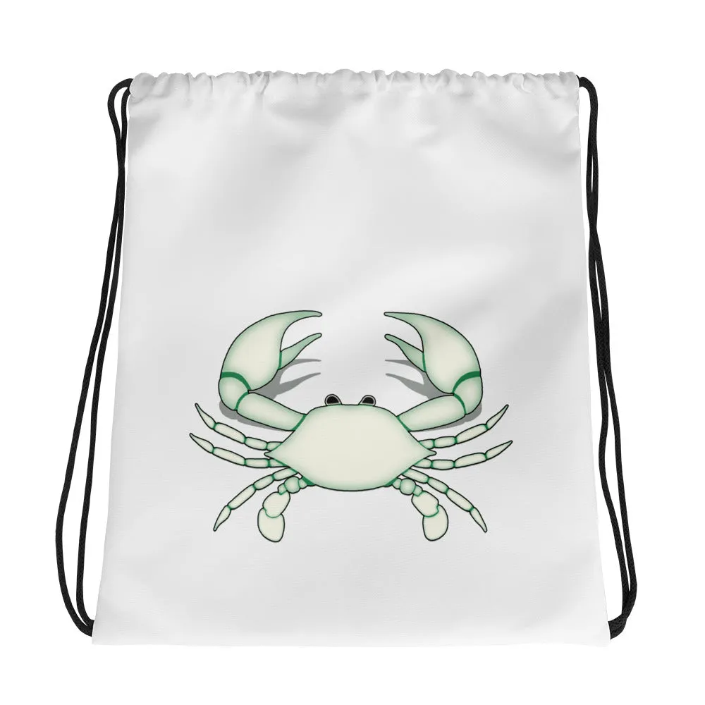 CANCER BAG - Zodiac Symbol - White Crab Graphics - Drawstring Bag