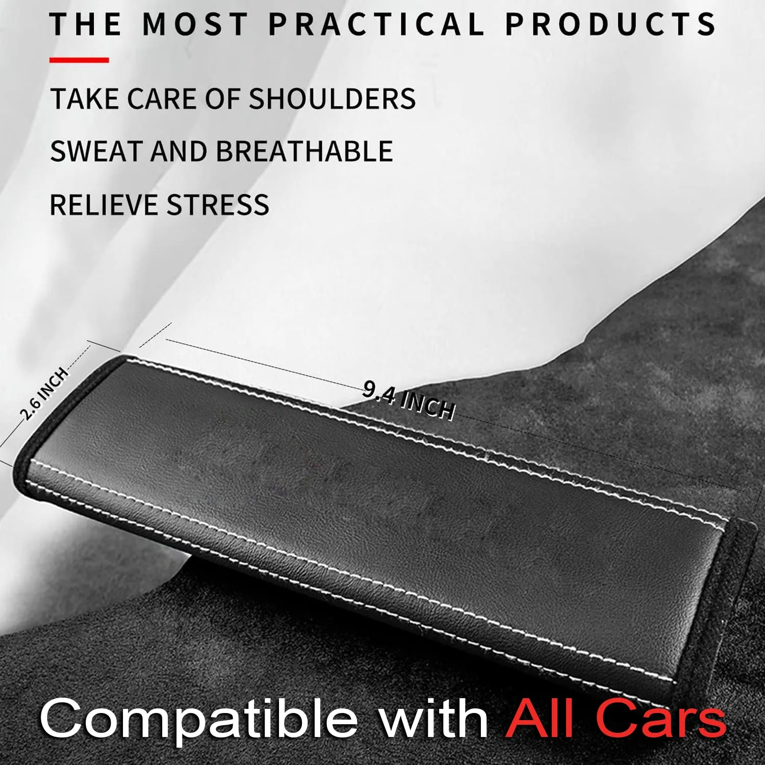 Car Seat Belt Covers (2PCS), Custom Fit For Your Cars, Microfiber Leather Seat Belt Shoulder Pads for More Comfortable Driving, Car Accessories LI13994