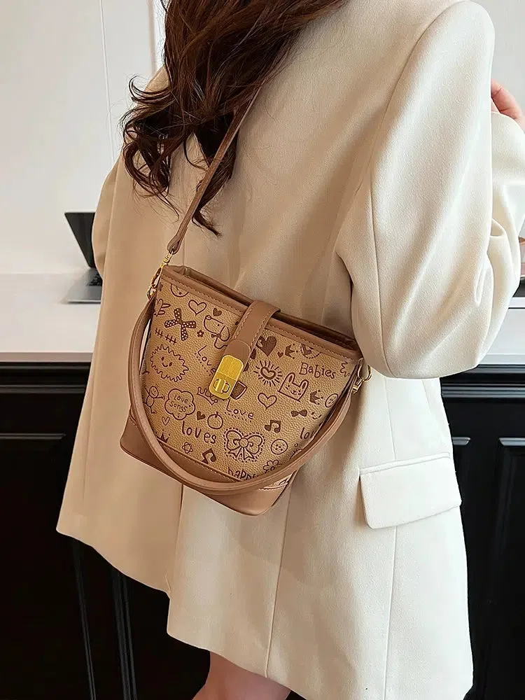 Cartoon Print Bucket Shaped Bag