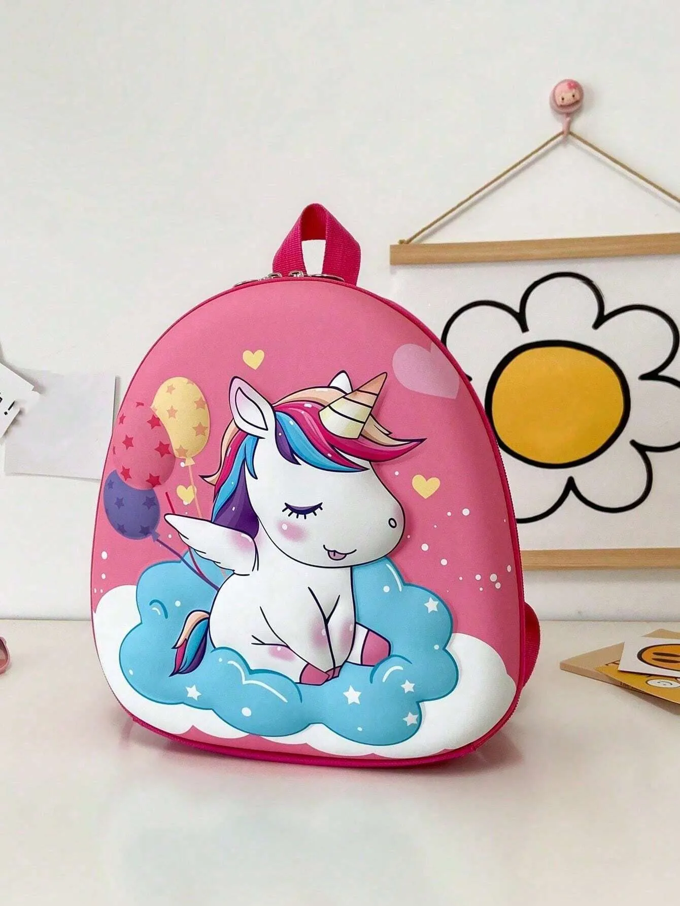 Cartoon Unicorn Pattern Girls' Backpack With Double Shoulder Straps, Cute Mini School Bag-FD