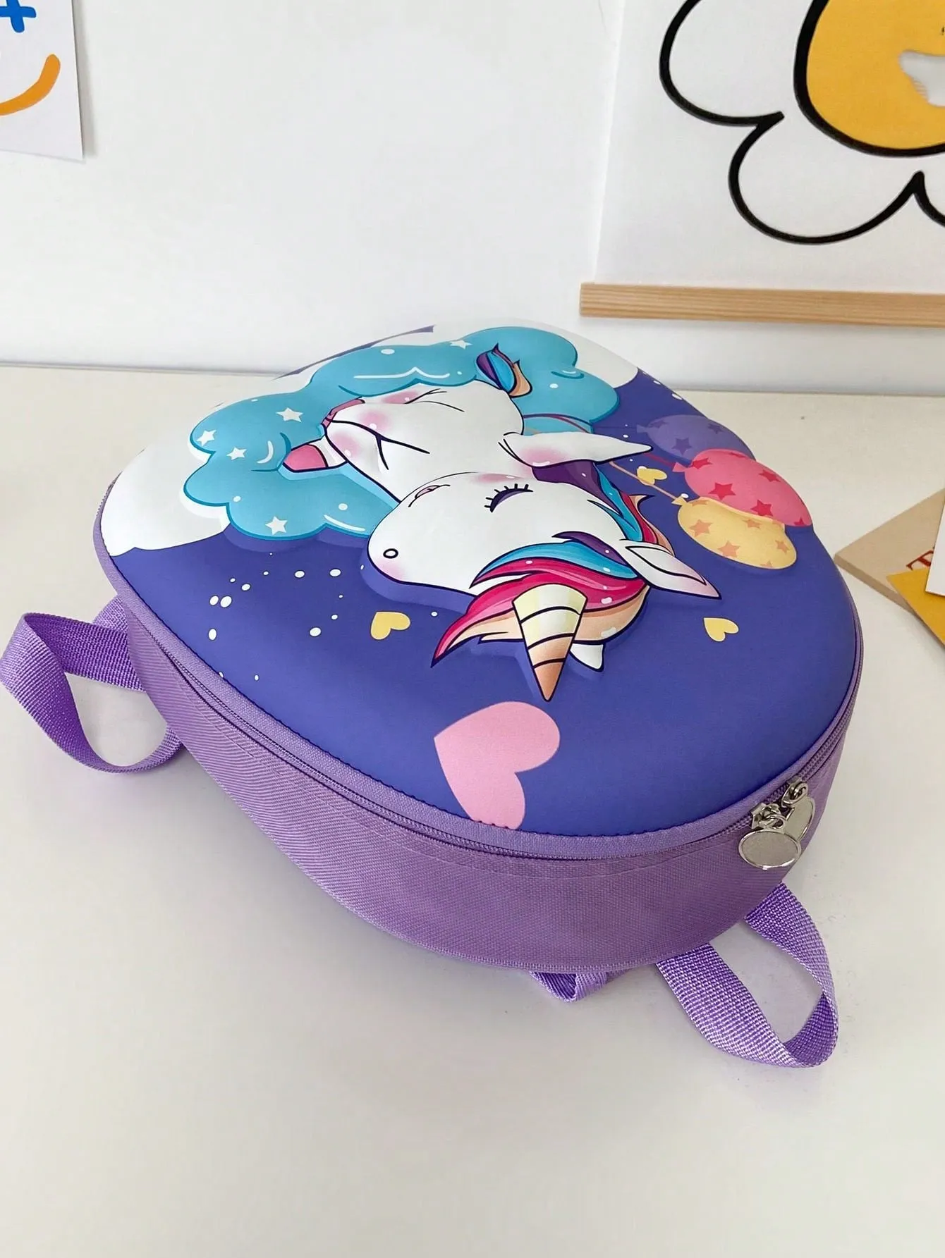 Cartoon Unicorn Pattern Girls' Backpack With Double Shoulder Straps, Cute Mini School Bag-FD