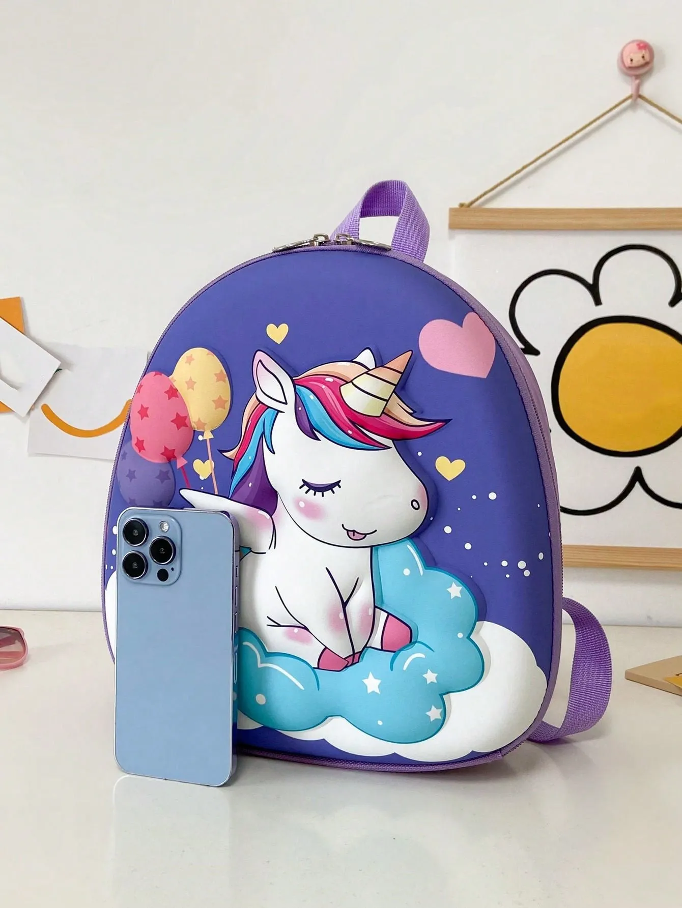 Cartoon Unicorn Pattern Girls' Backpack With Double Shoulder Straps, Cute Mini School Bag-FD