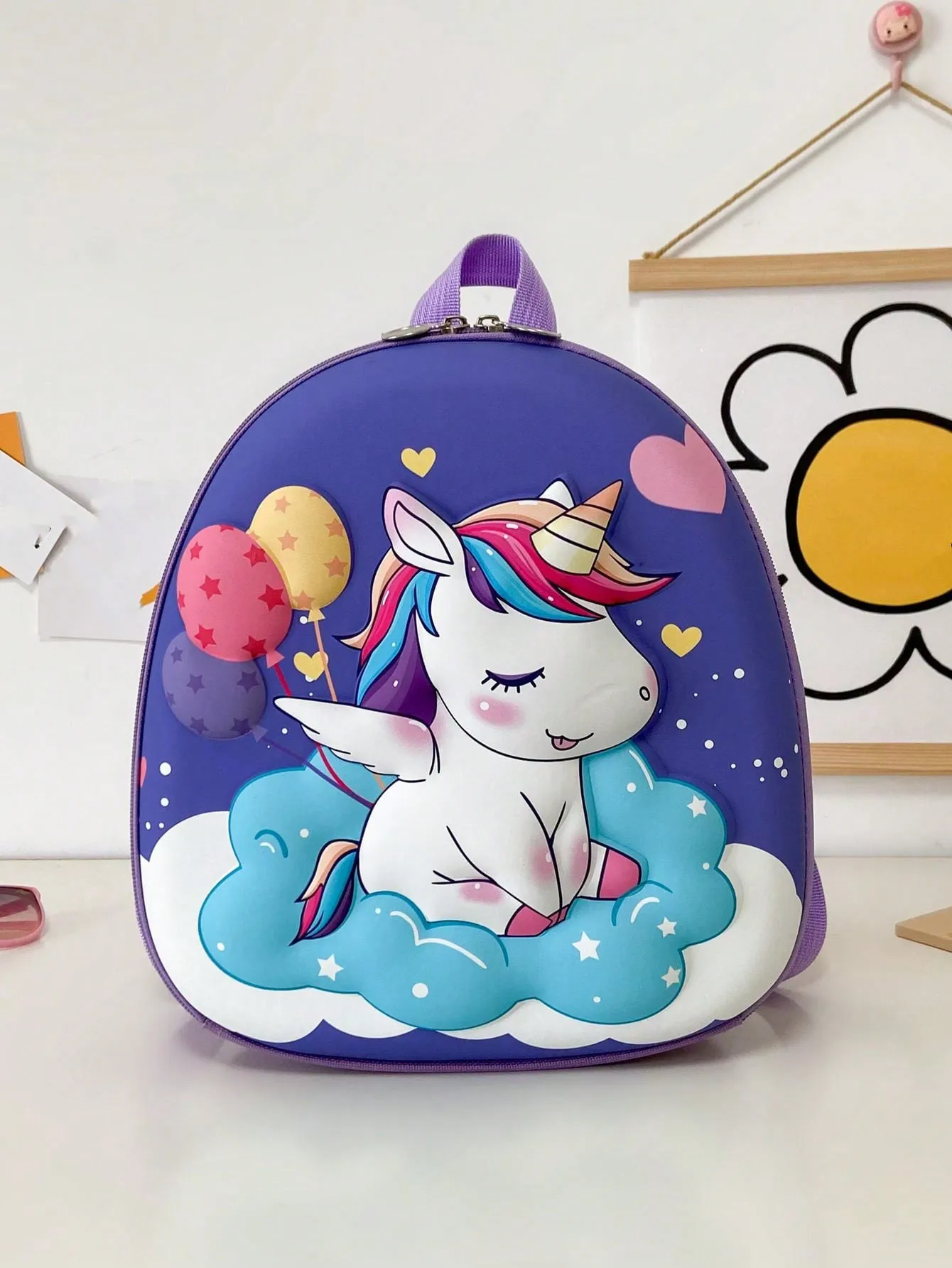 Cartoon Unicorn Pattern Girls' Backpack With Double Shoulder Straps, Cute Mini School Bag-FD