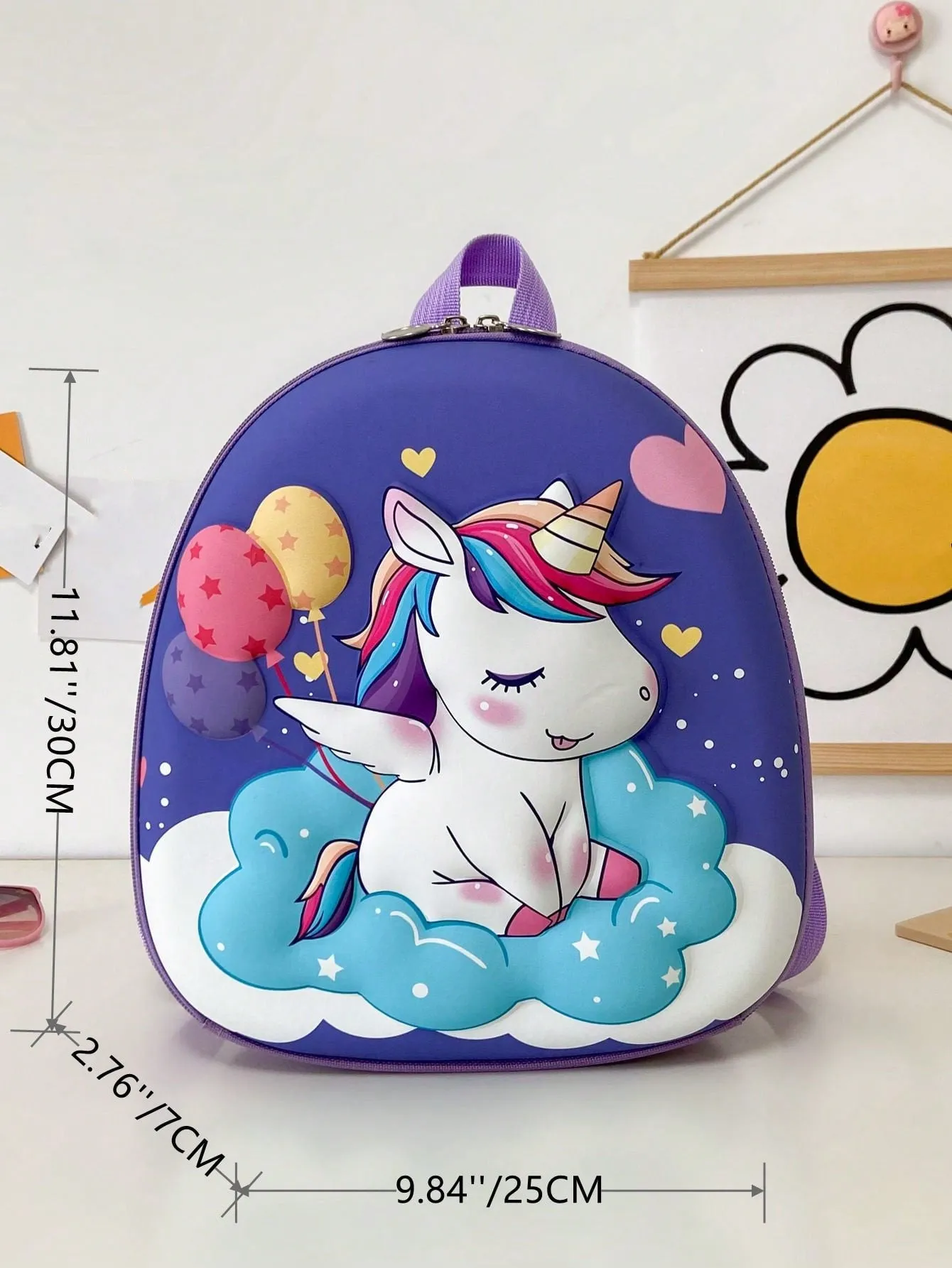 Cartoon Unicorn Pattern Girls' Backpack With Double Shoulder Straps, Cute Mini School Bag-FD