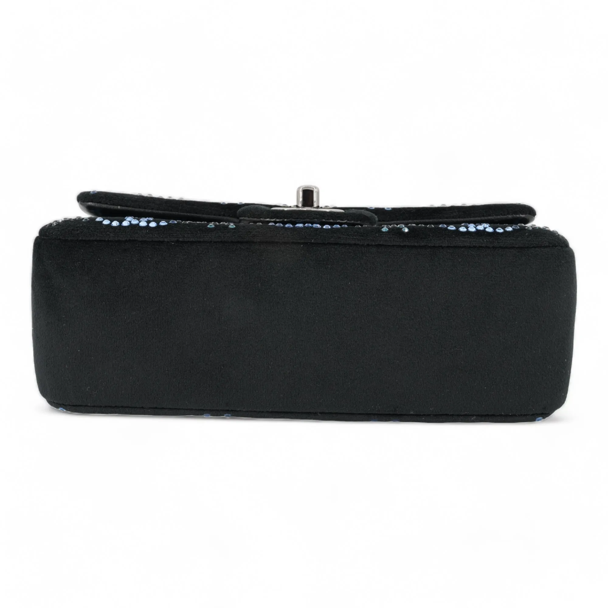 CC Strass Swarovski Crystal Black Velvet Classic Mini Rectangular Flap Bag