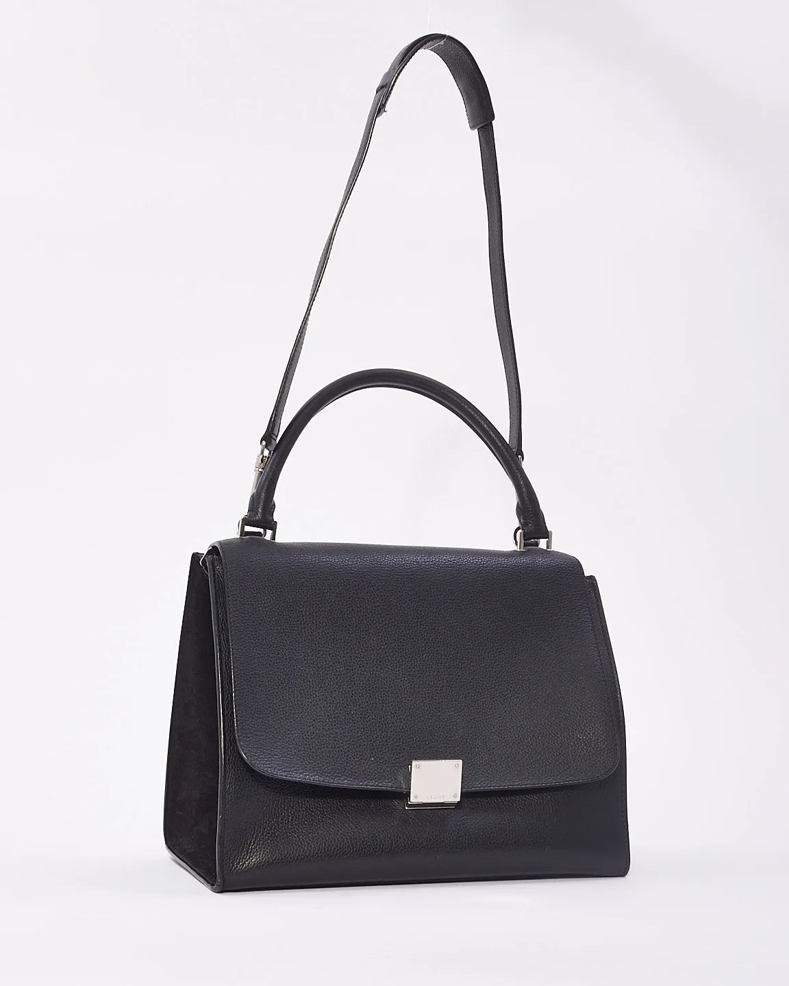 Celine Black Leather & Suede Medium Trapeze Bag