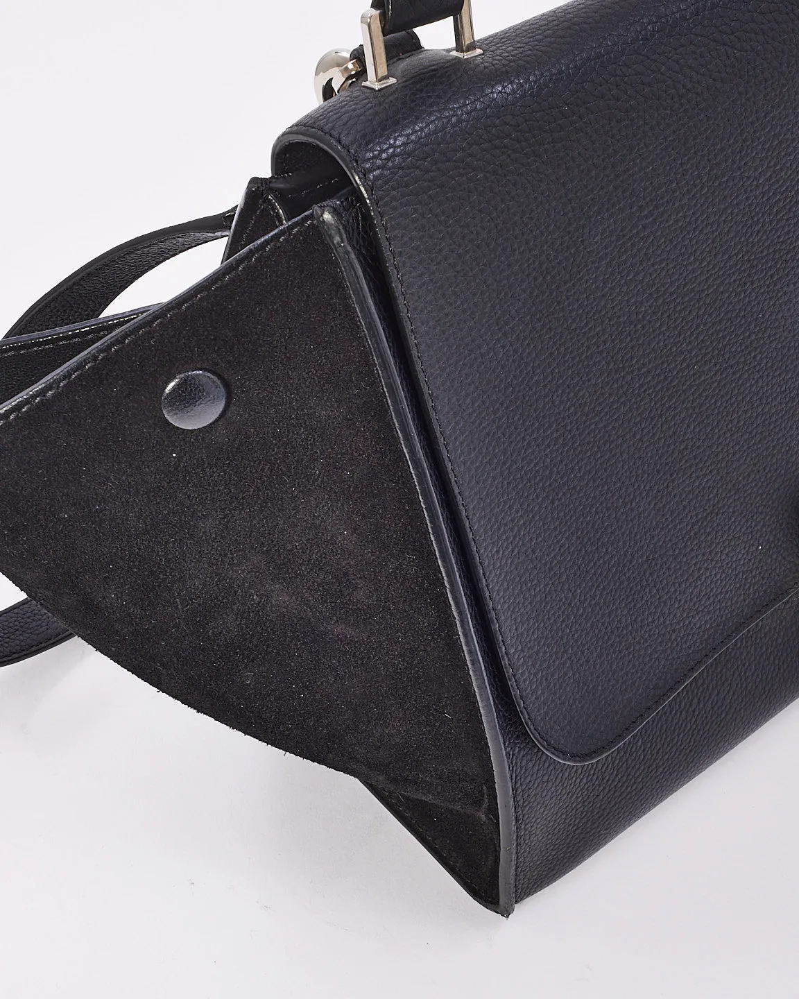 Celine Black Leather & Suede Medium Trapeze Bag