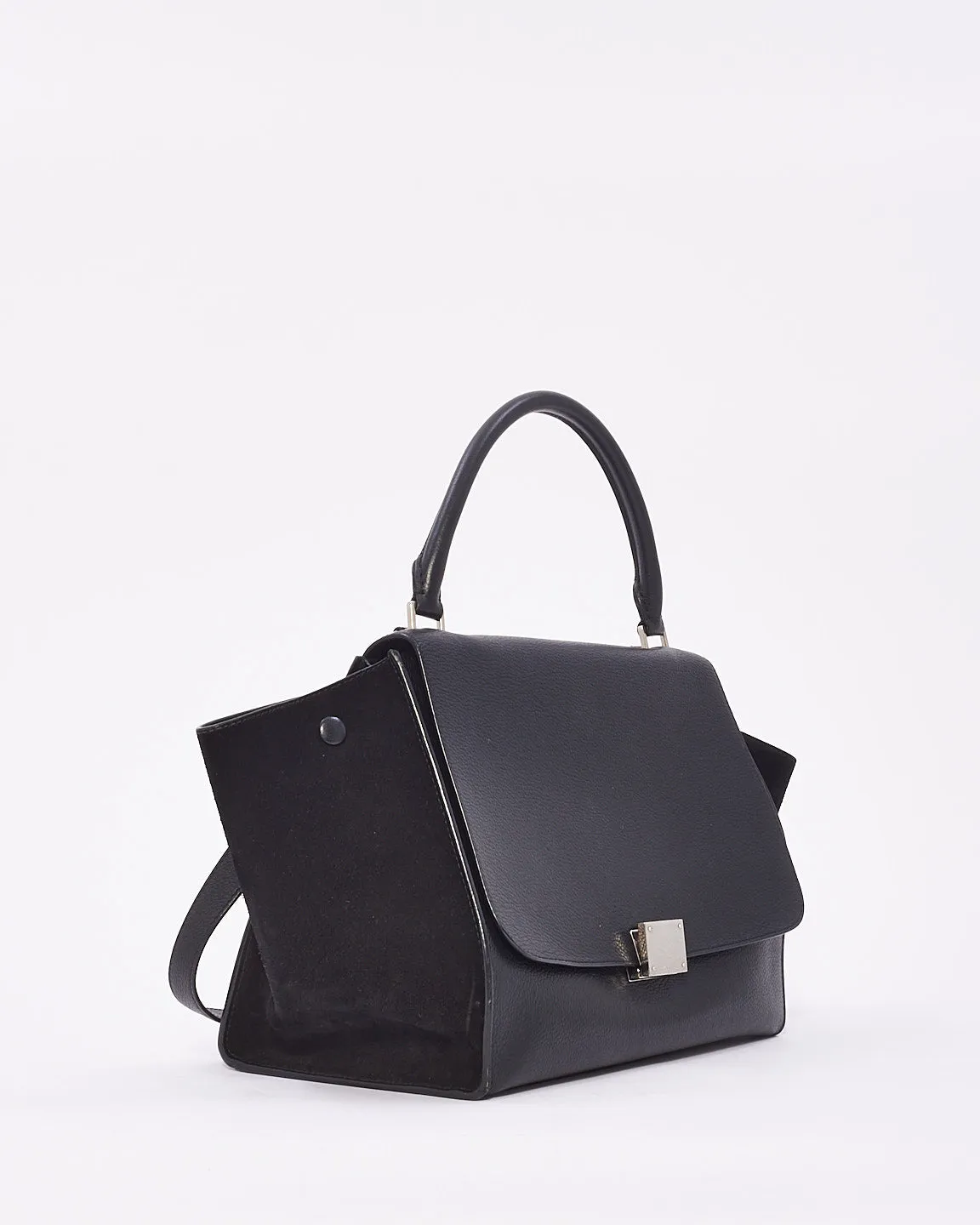 Celine Black Leather & Suede Medium Trapeze Bag