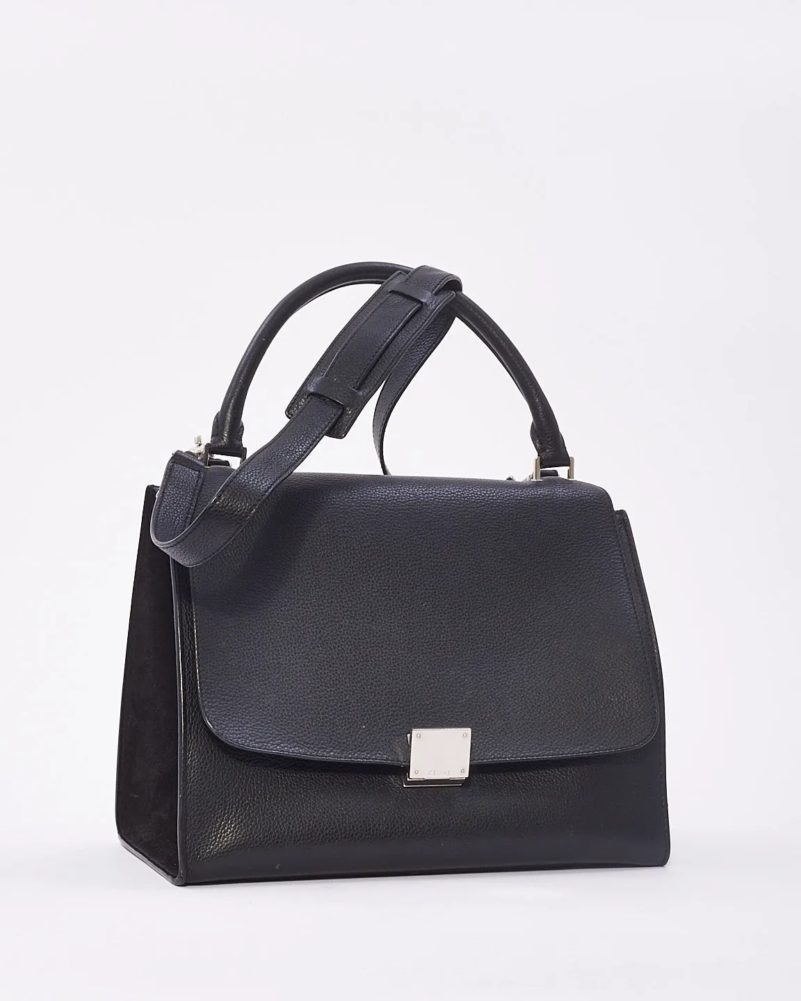 Celine Black Leather & Suede Medium Trapeze Bag