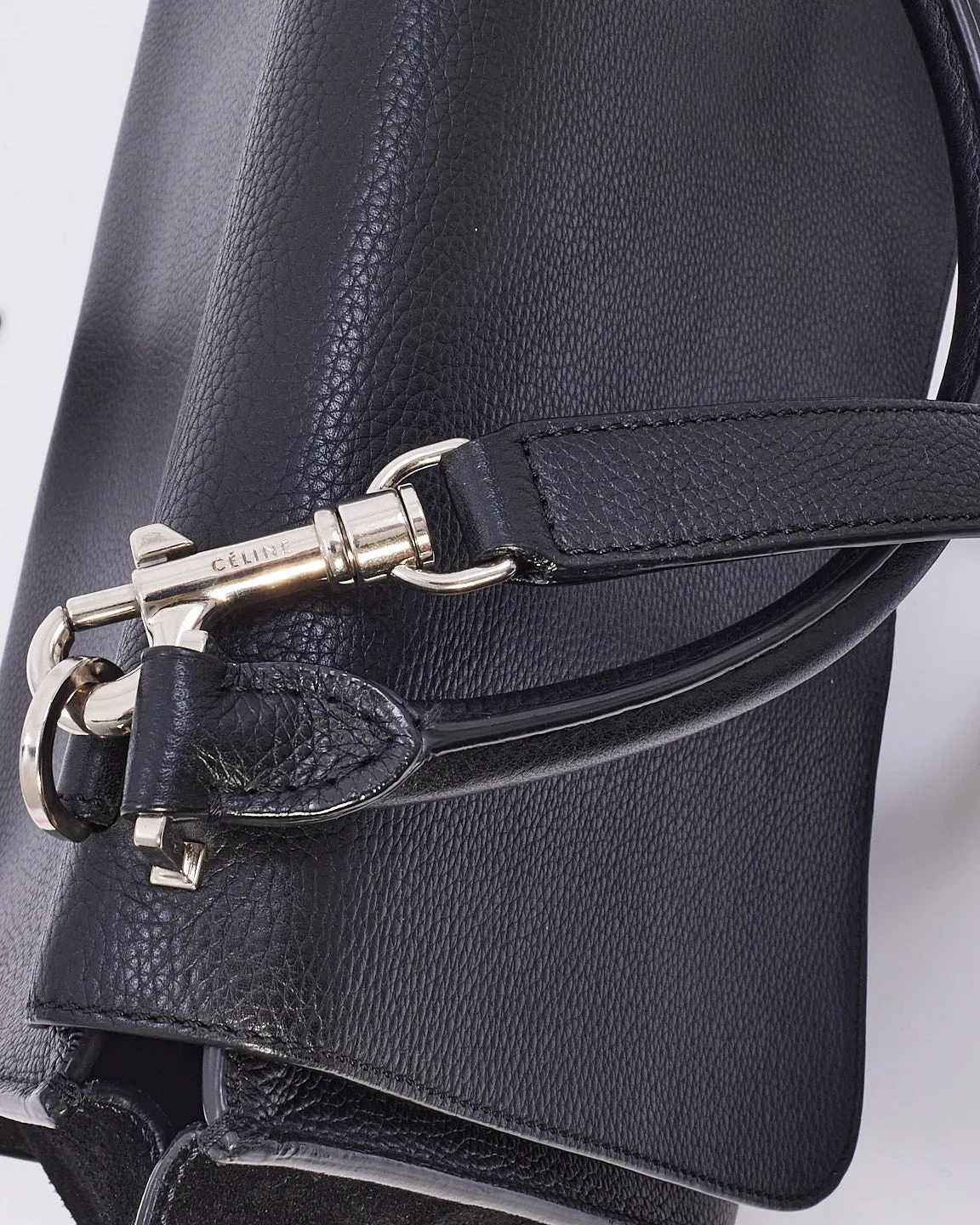 Celine Black Leather & Suede Medium Trapeze Bag