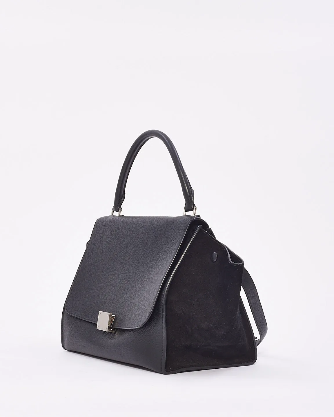 Celine Black Leather & Suede Medium Trapeze Bag