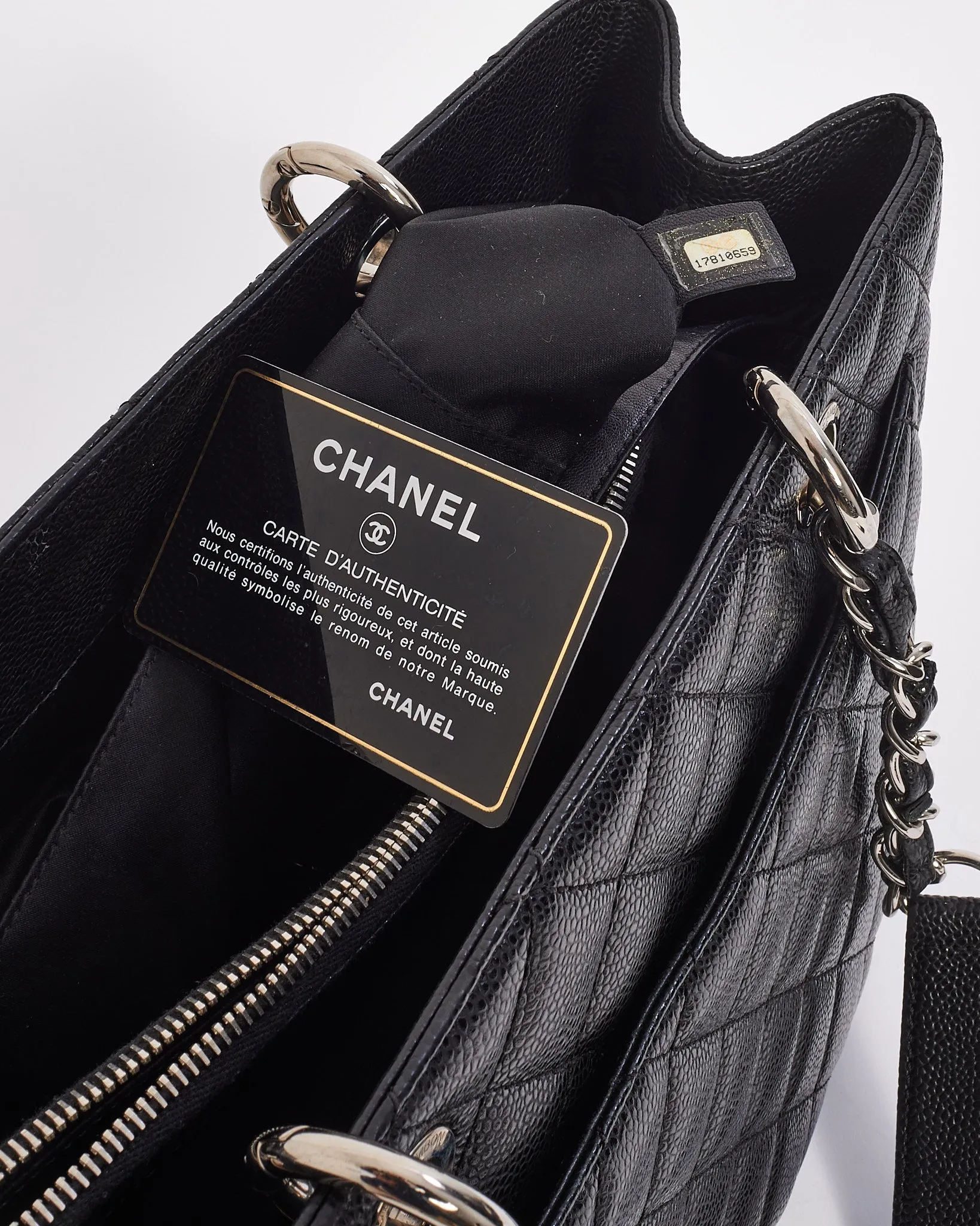 Chanel Black Caviar Leather Grand Shopping Tote (GST) with Silver Hardware