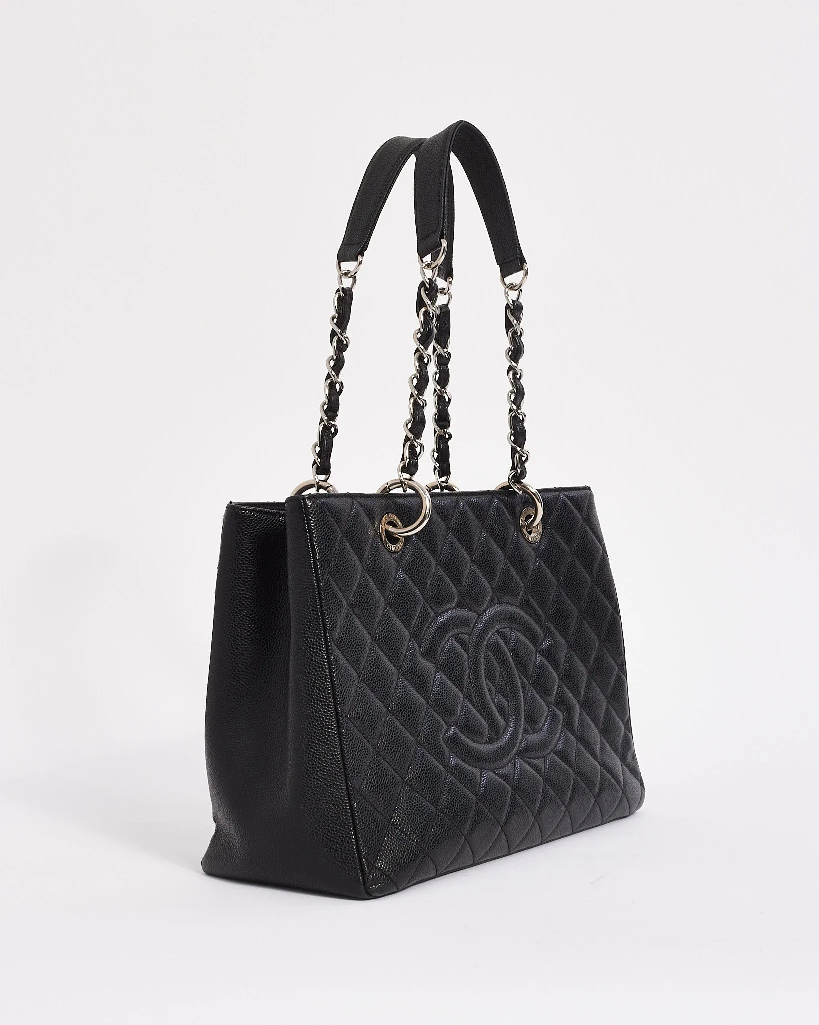 Chanel Black Caviar Leather Grand Shopping Tote (GST) with Silver Hardware