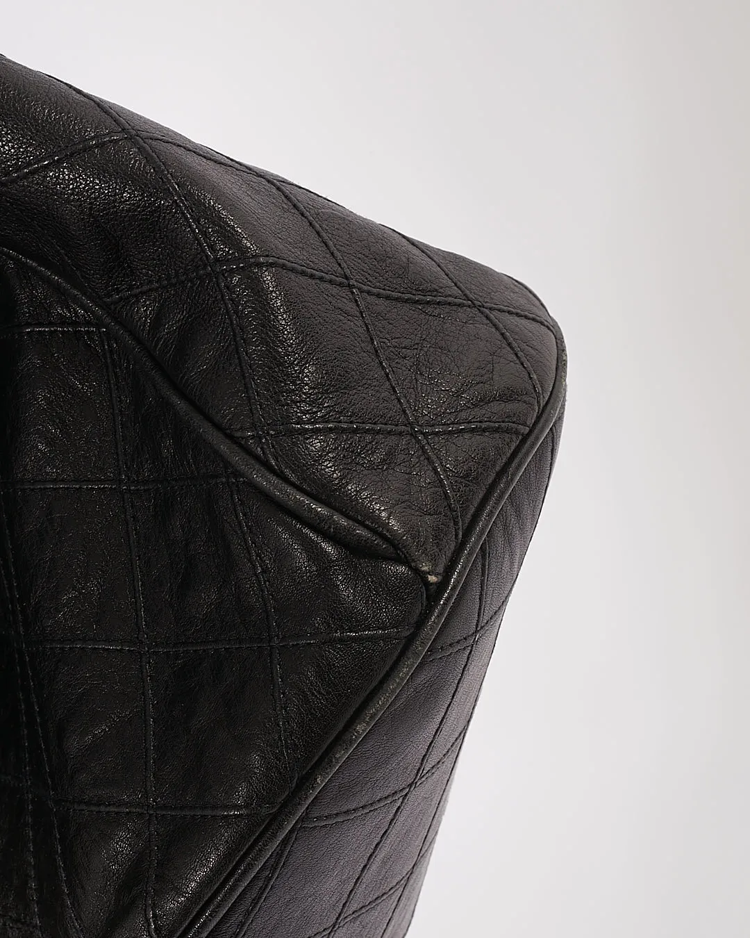 Chanel Black Crinkled Lambskin Vintage Bucket Chain Hobo Bag
