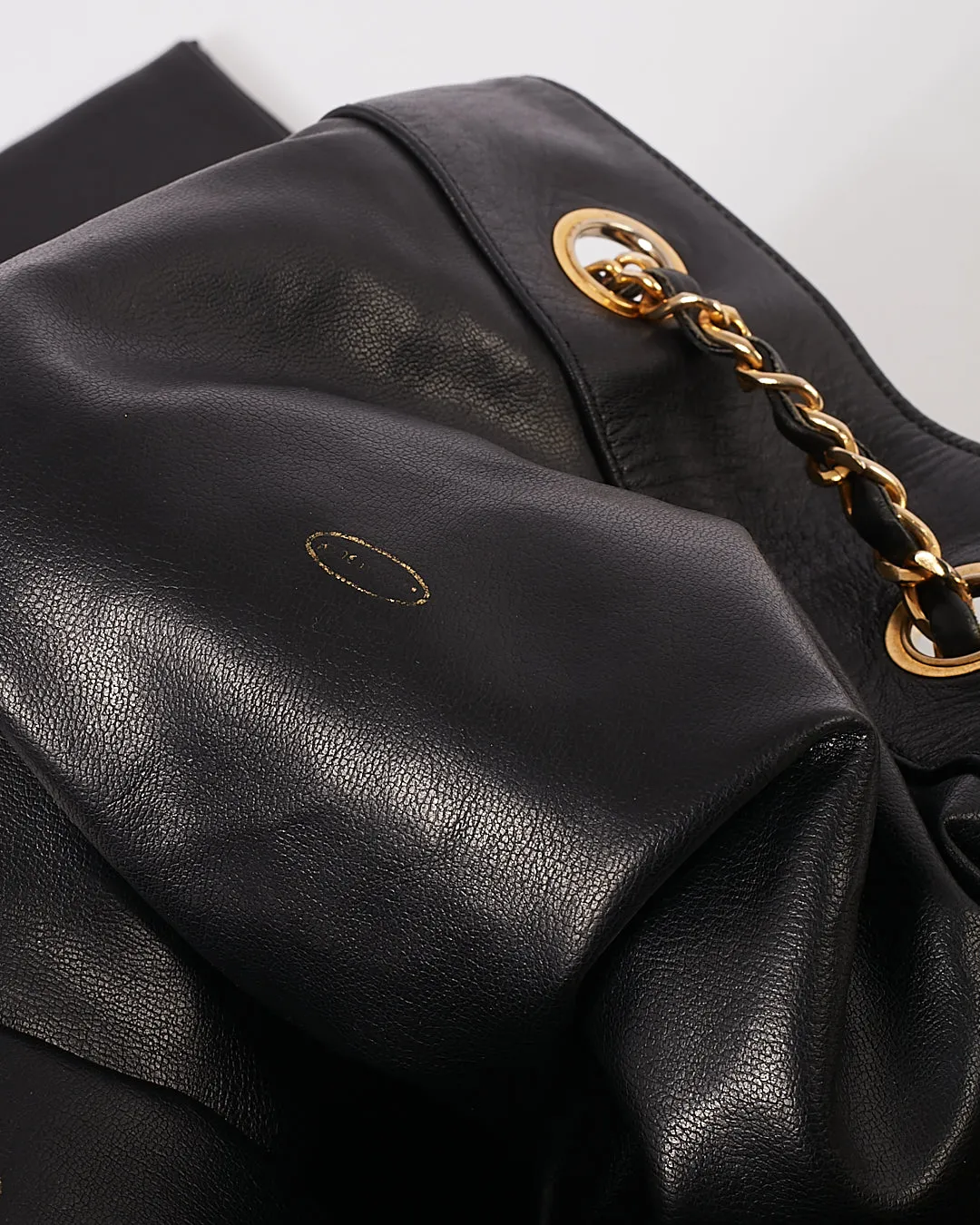 Chanel Black Crinkled Lambskin Vintage Bucket Chain Hobo Bag