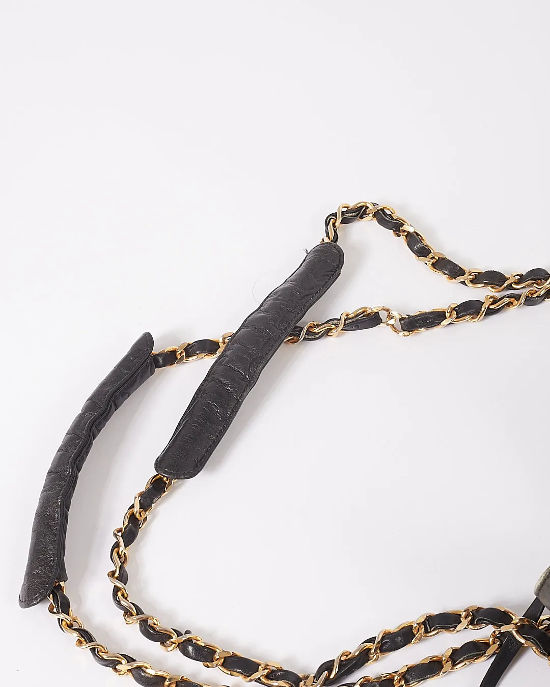 Chanel Black Crinkled Lambskin Vintage Bucket Chain Hobo Bag
