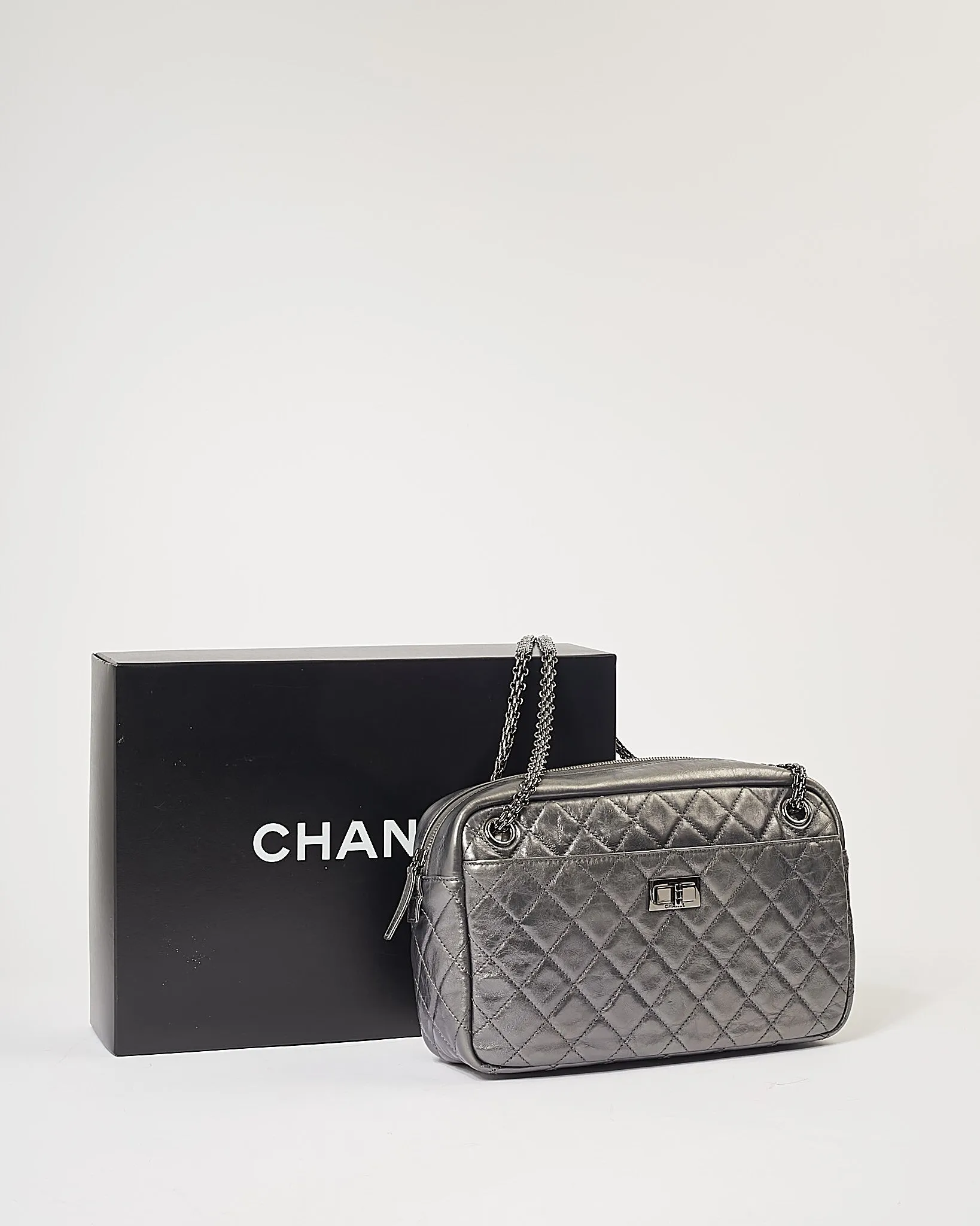 Chanel Dark Silver Leather Large Reissue Camera bag