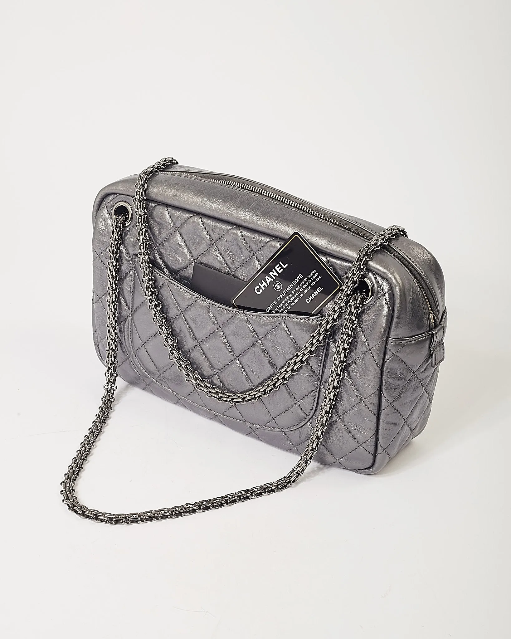 Chanel Dark Silver Leather Large Reissue Camera bag