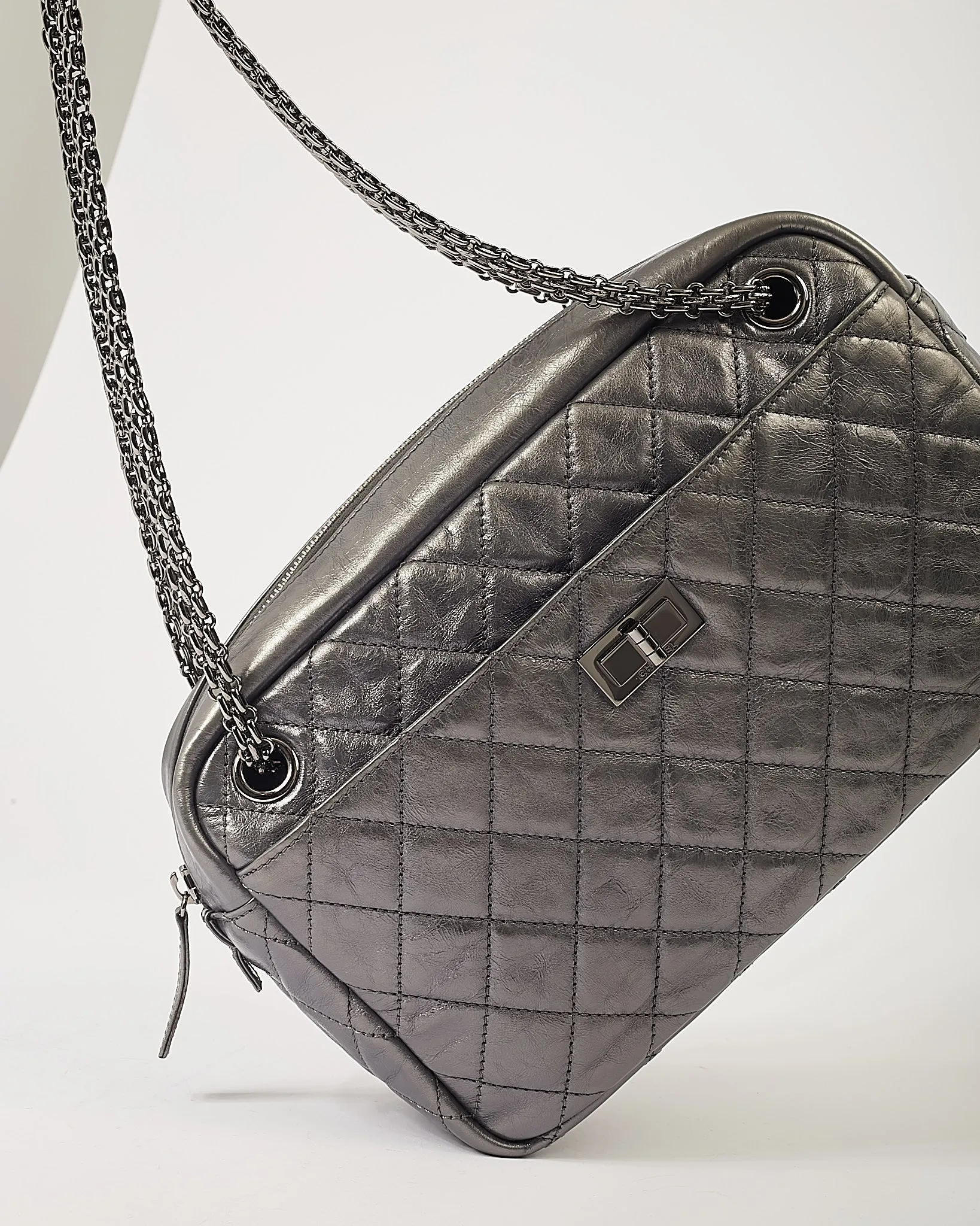 Chanel Dark Silver Leather Large Reissue Camera bag