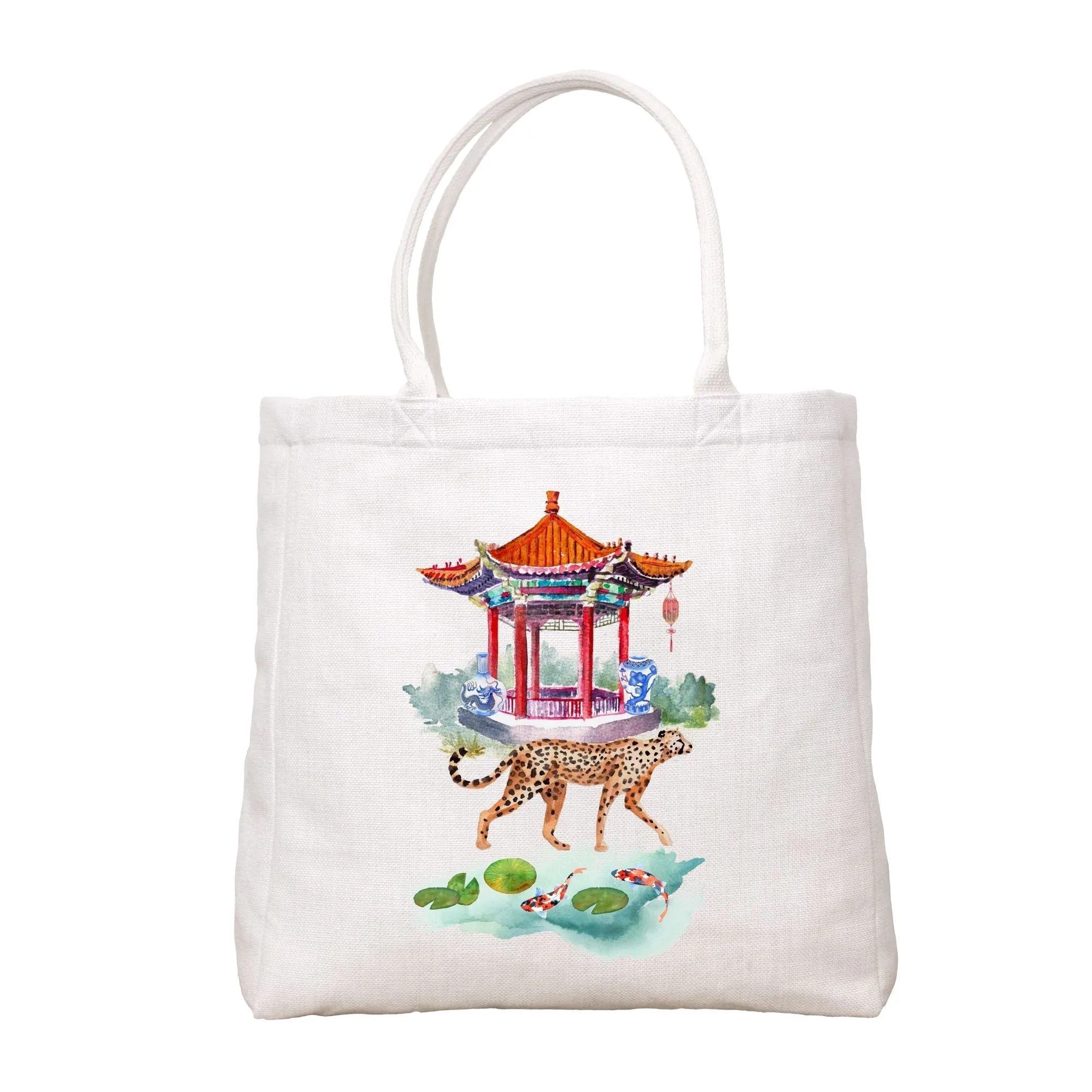 Cheetah And Pagoda Tote Bag
