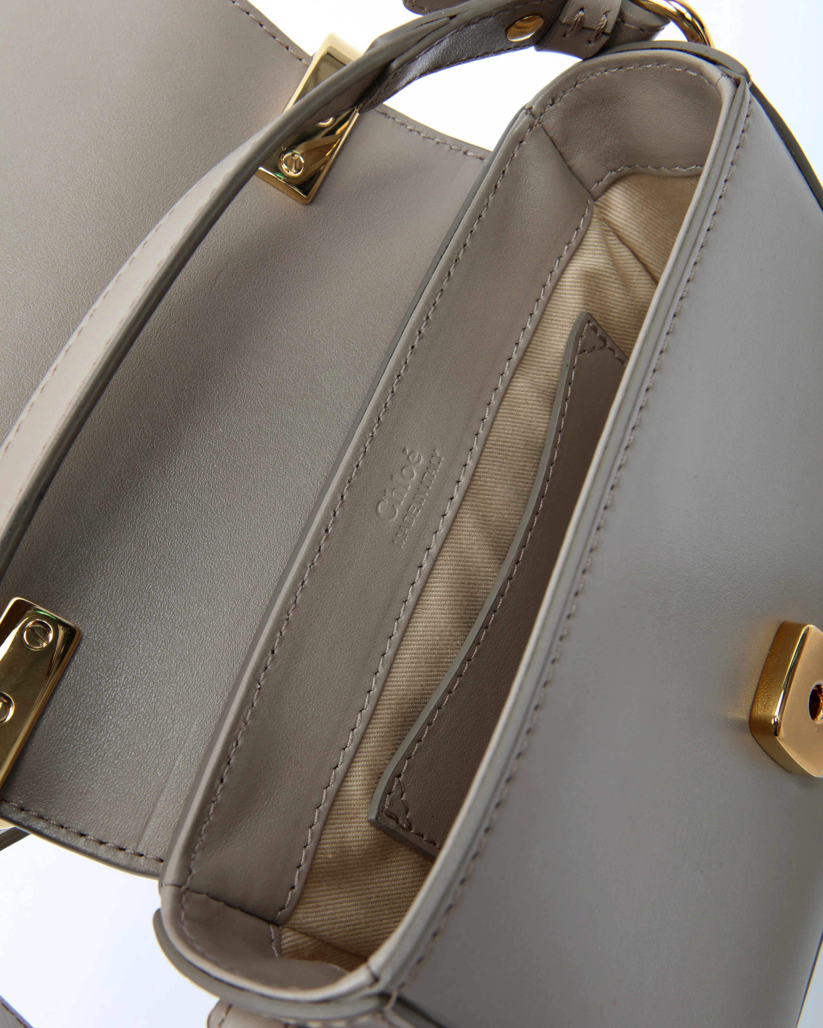 Chloe Taupe Leather Mini C Crossbody Bag