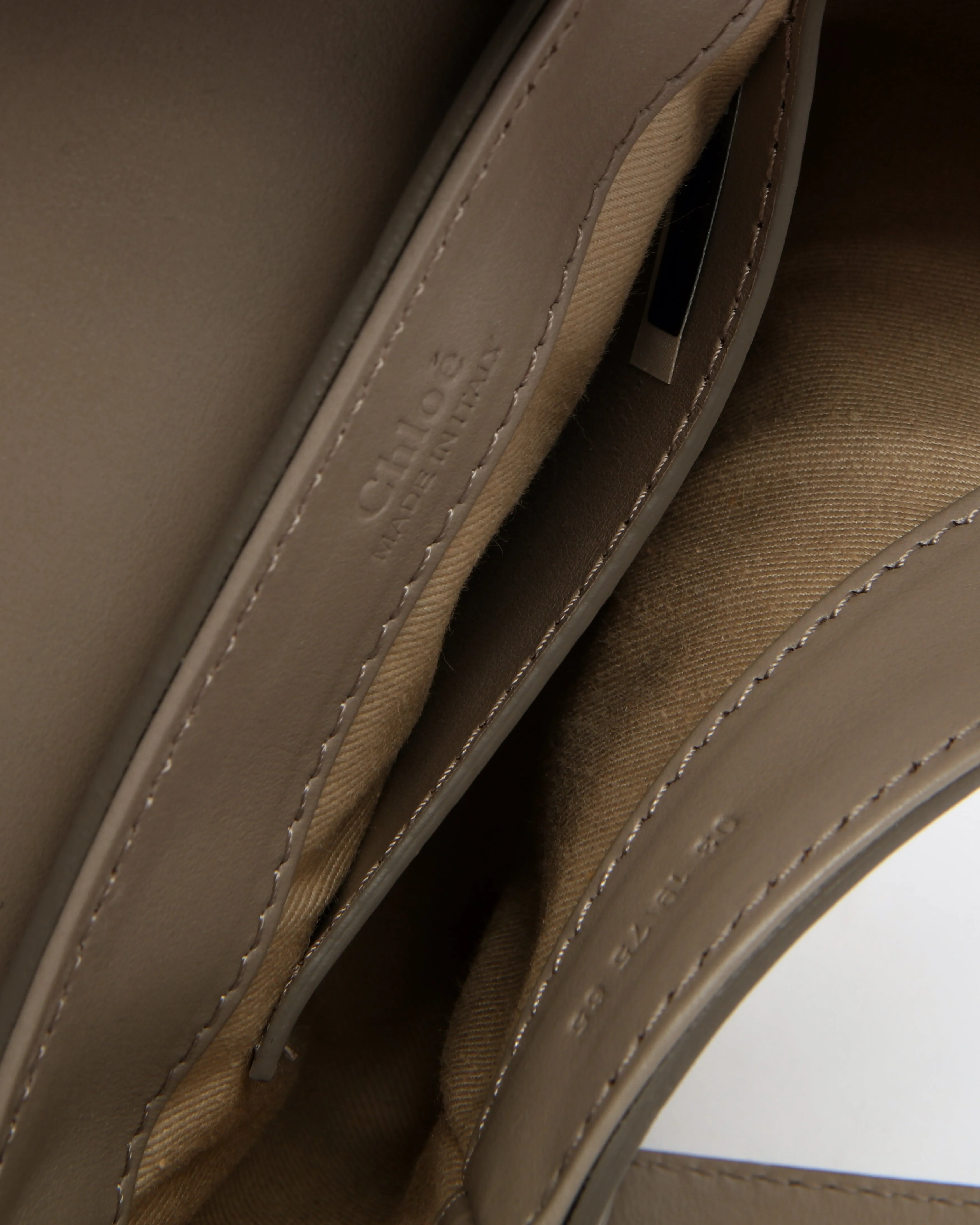 Chloe Taupe Leather Mini C Crossbody Bag