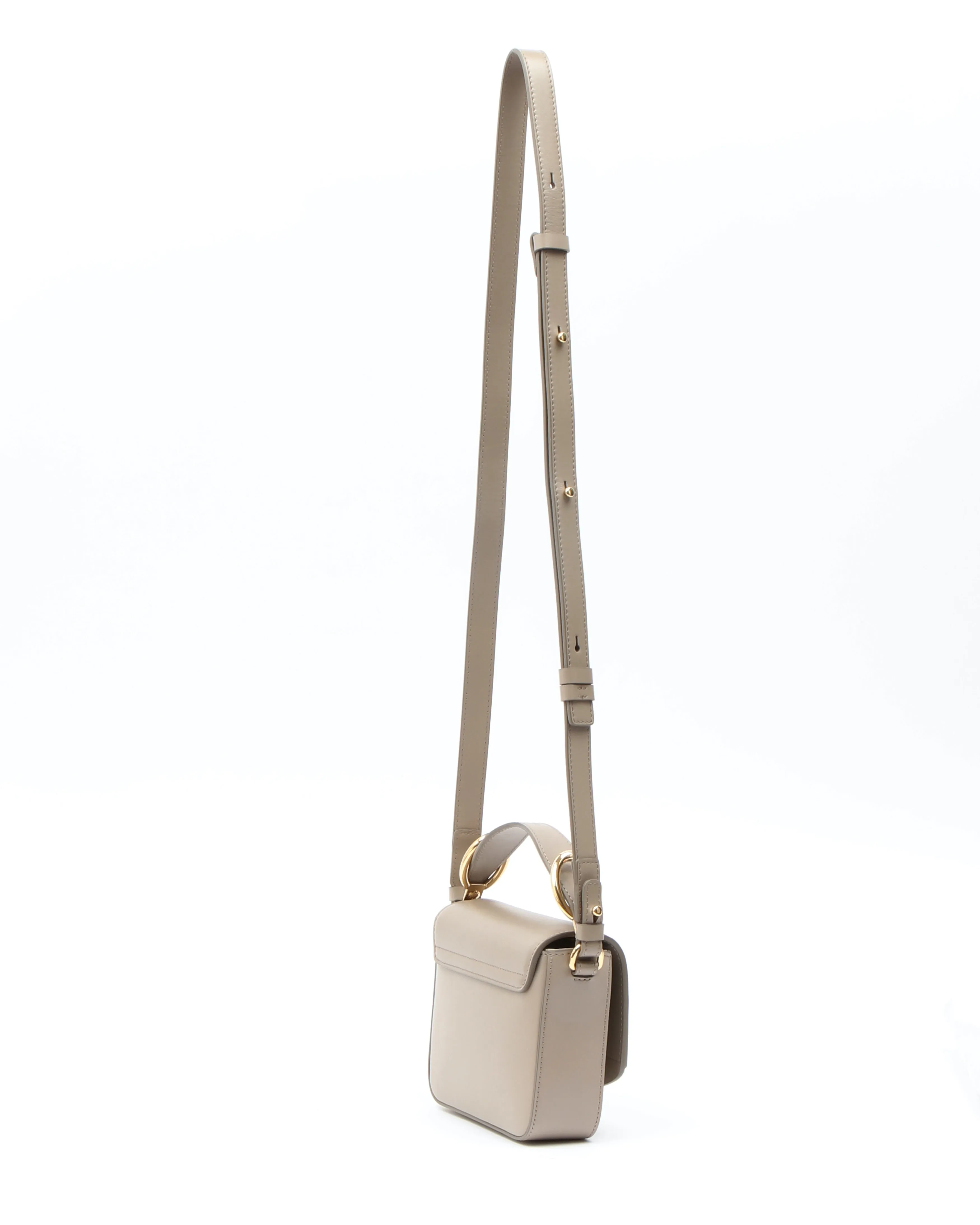 Chloe Taupe Leather Mini C Crossbody Bag