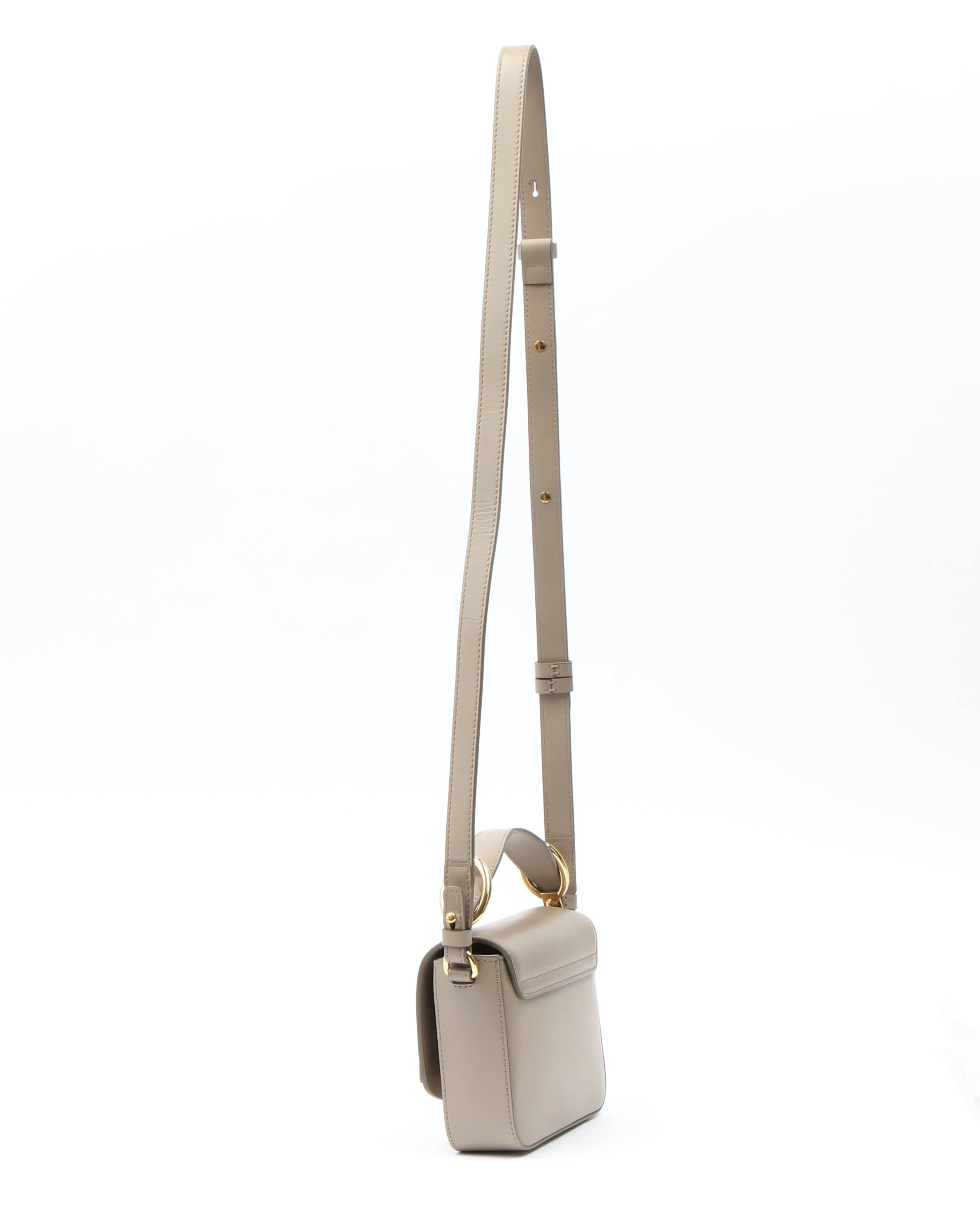 Chloe Taupe Leather Mini C Crossbody Bag