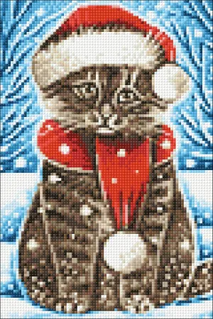 Christmas Cat CS2436 7.9 x 11.8 inches Crafting Spark Diamond Painting Kit